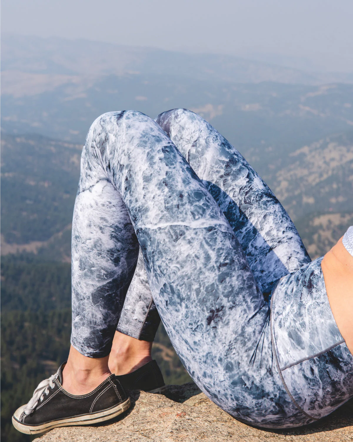 Eco-Friendly Grey Marble Yoga Pants - Image 3