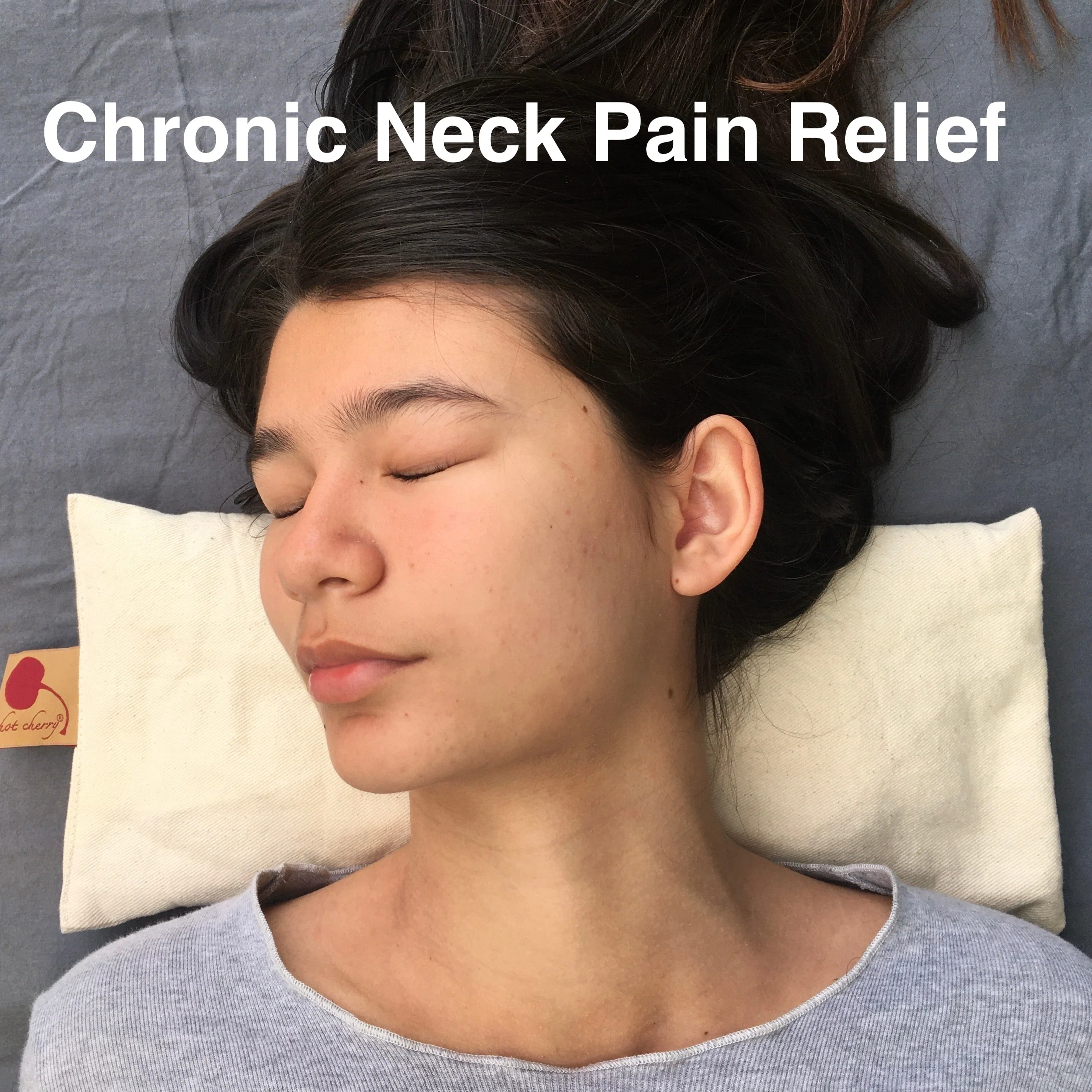 Hot Cherry Cervical Neck Pillow - Natural Denim - Image 3