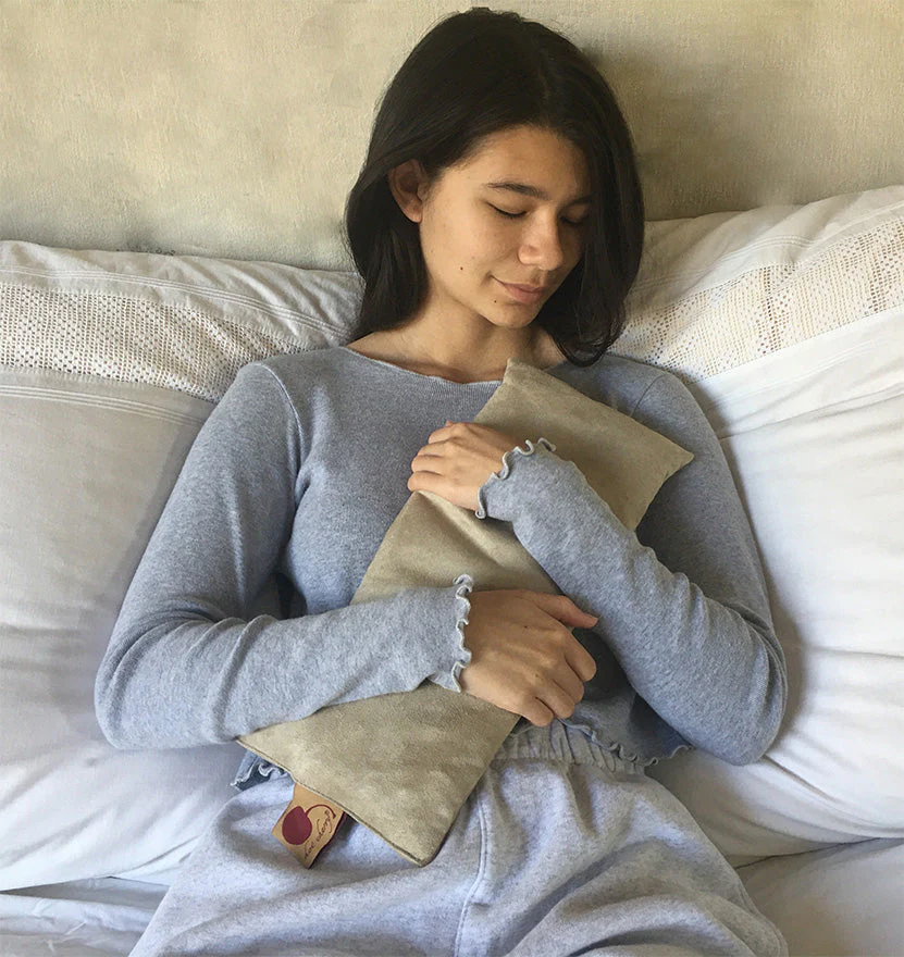 Hot Cherry Cervical Neck Pillow - Tan Ultra-Suede - Image 4