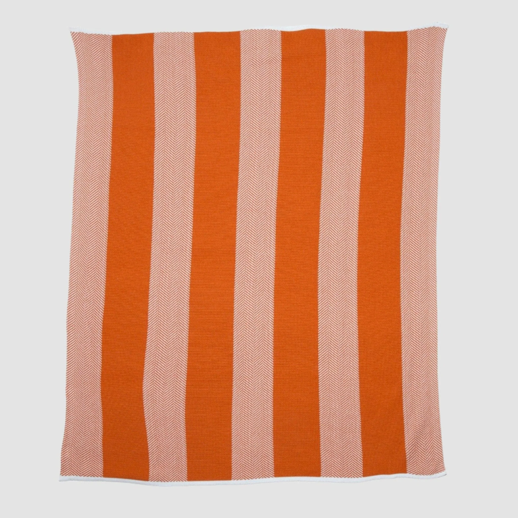 Indoor Outdoor Sustainable Knit Throw Blanket - Poly Herringbone Stripe - Image 4