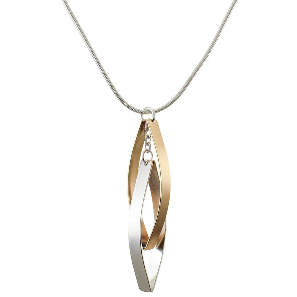 Interlocking Pointed Ribbon Hoop Necklace