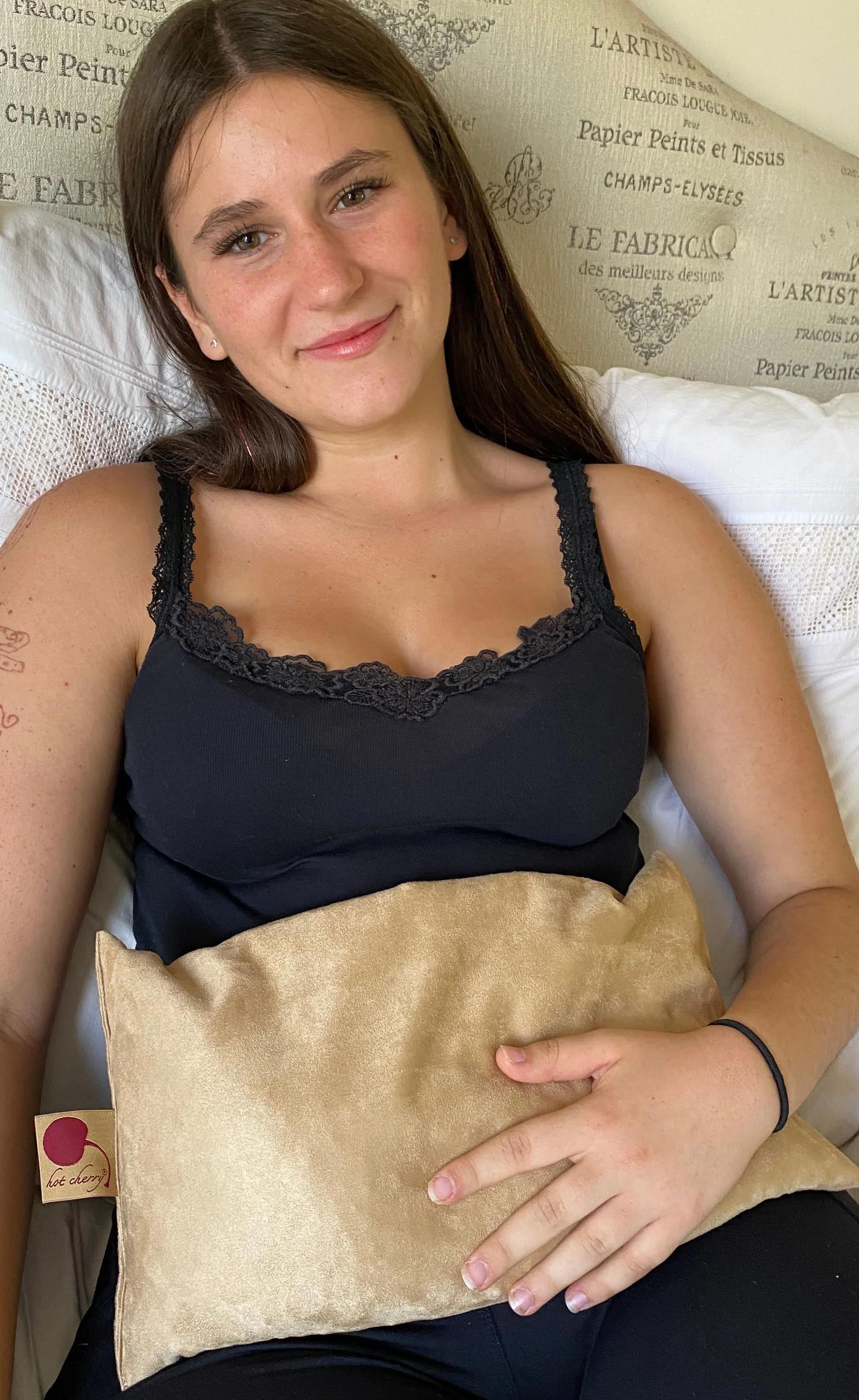 Hot Cherry Stone Large Rectangle Pillow - Tan Ultra-Suede - Image 6