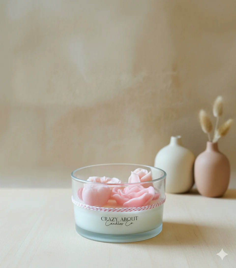 Floral Rose Sculptural Soy Wax Candle - 16 Oz - Image 3