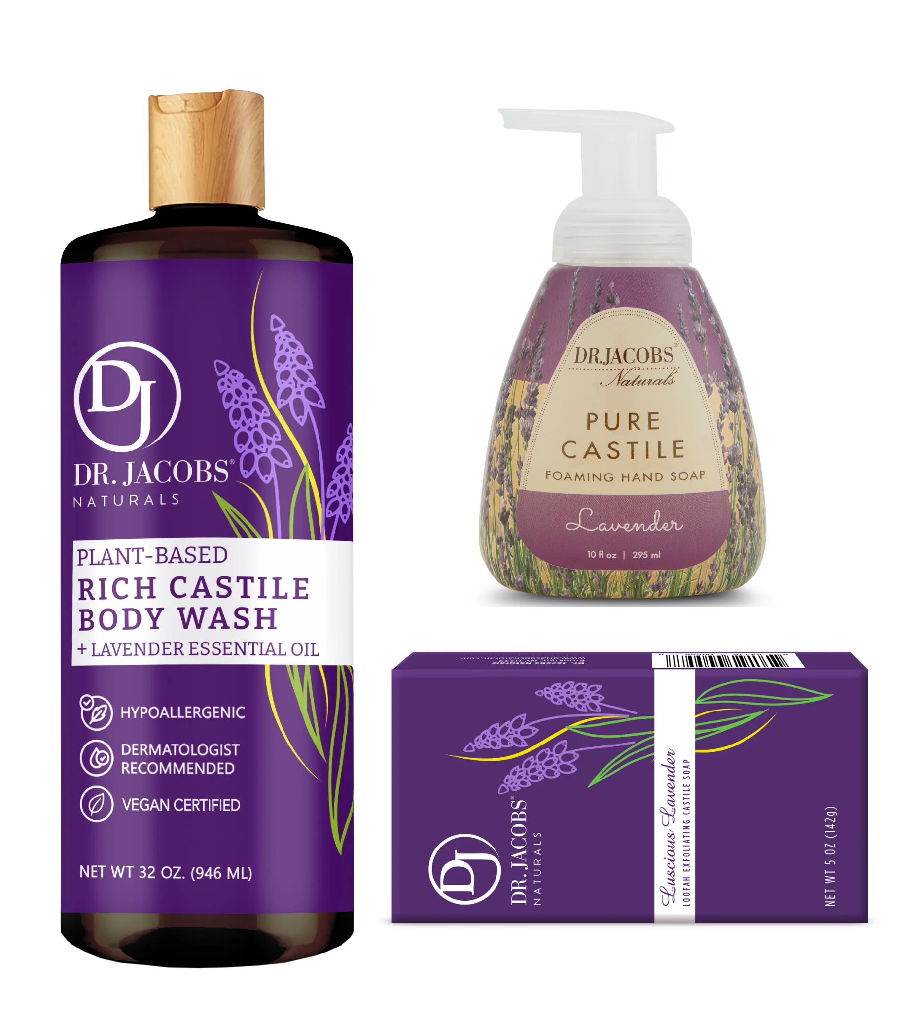 Lavender Luxury Castile Soap Set - 3 Piece Collection