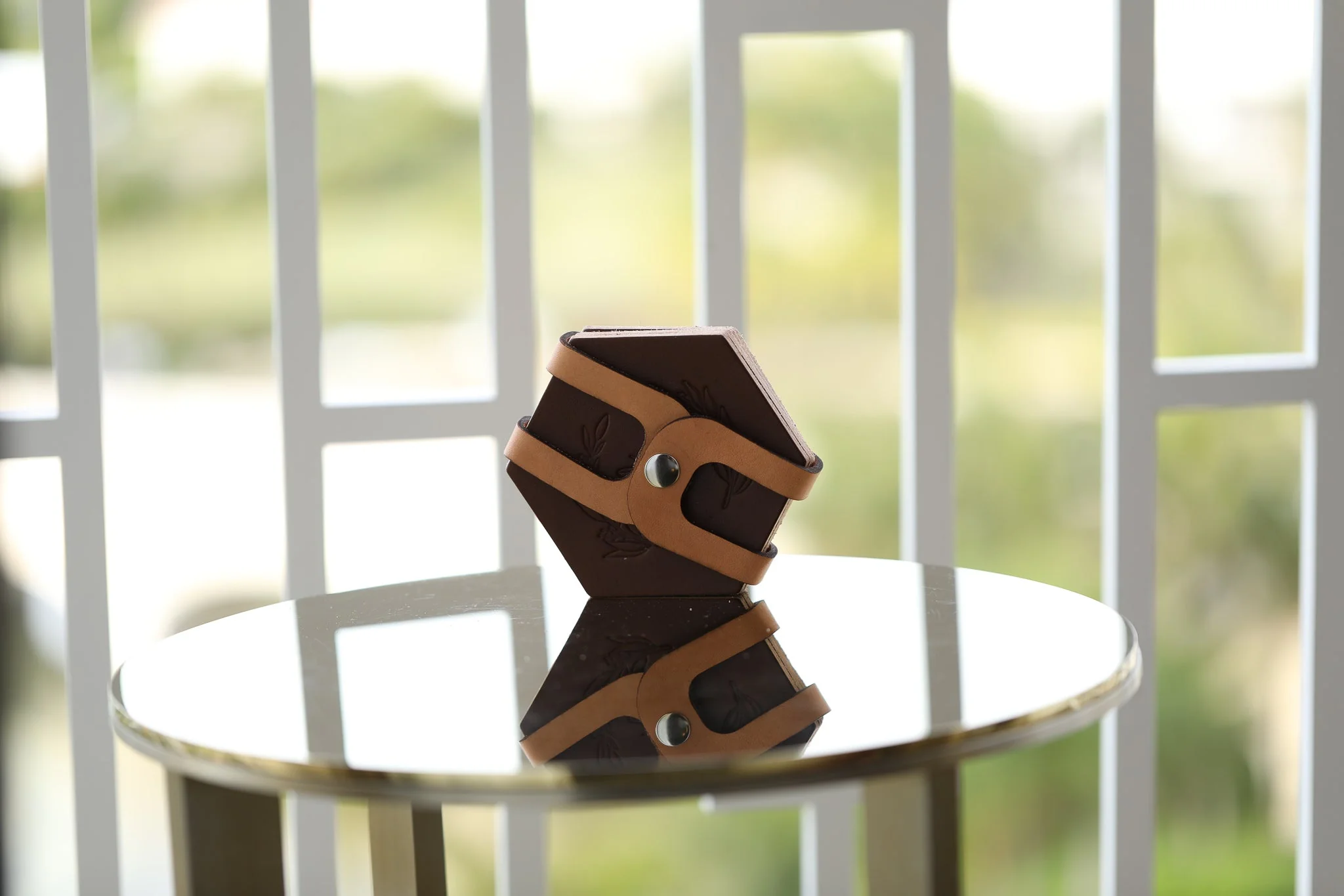 Leather Coaster Set with Holder - 4 Pack - Image 14