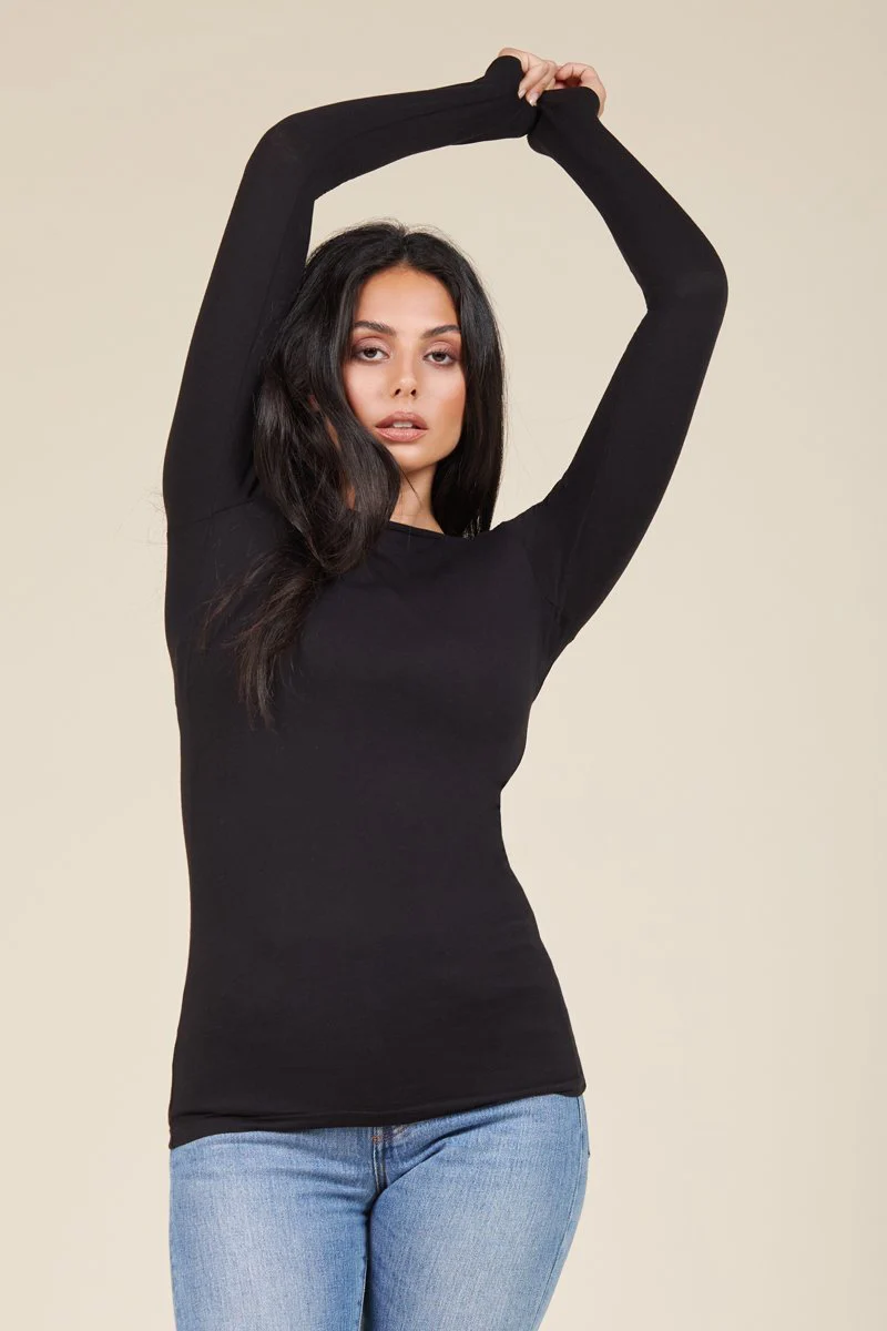 Long Sleeve Crew Neck Cotton T-Shirt - Image 7