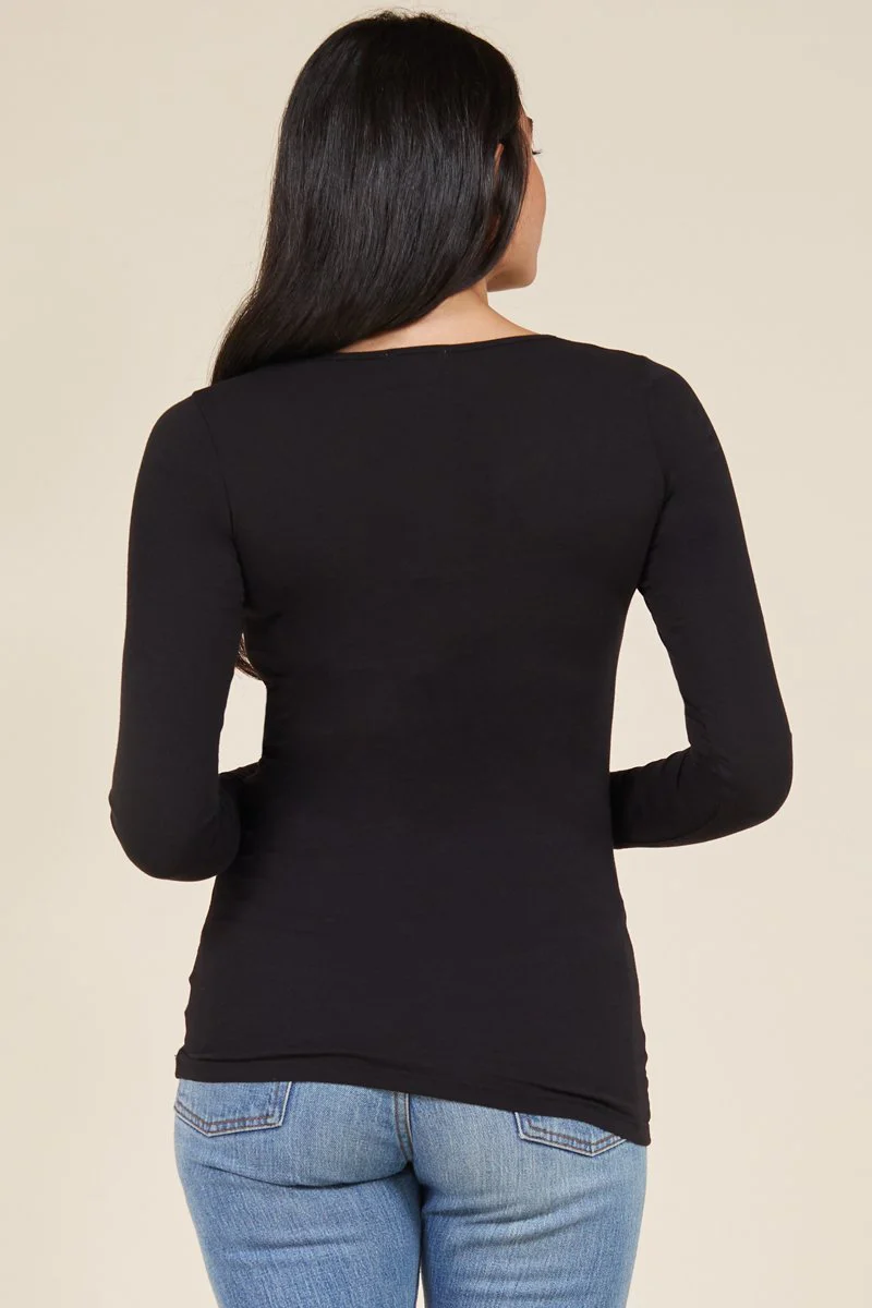 Long Sleeve Crew Neck Cotton T-Shirt - Image 8