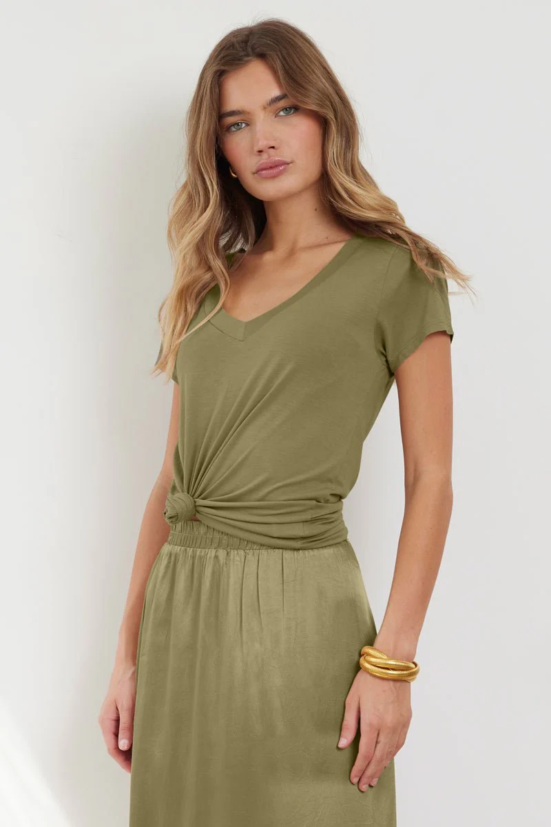 Low V-Neck Boyfriend Lightweight Tee - Image 4