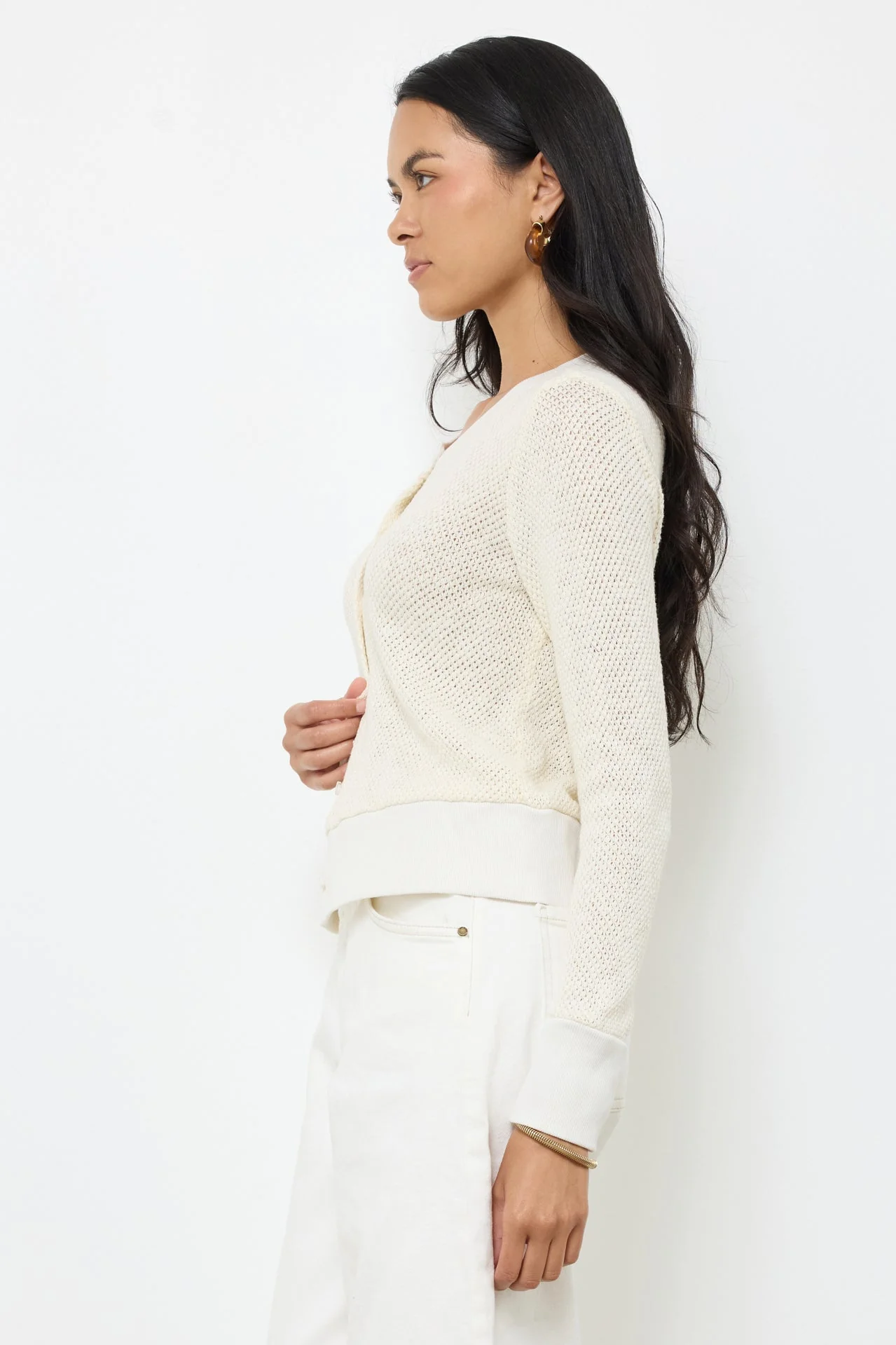 Lightweight Crochet Knit Cotton Cardigan - Image 4