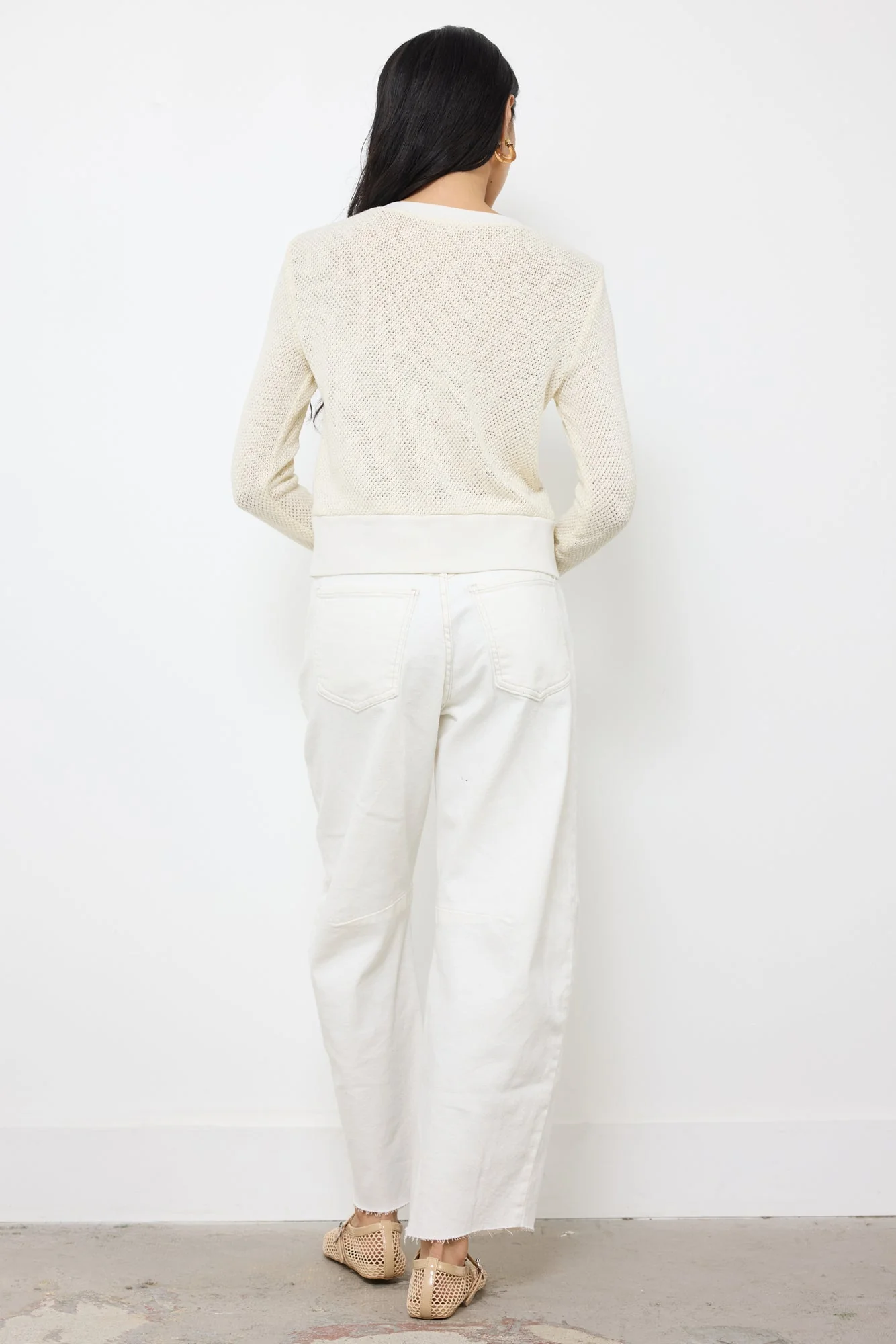 Lightweight Crochet Knit Cotton Cardigan - Image 5