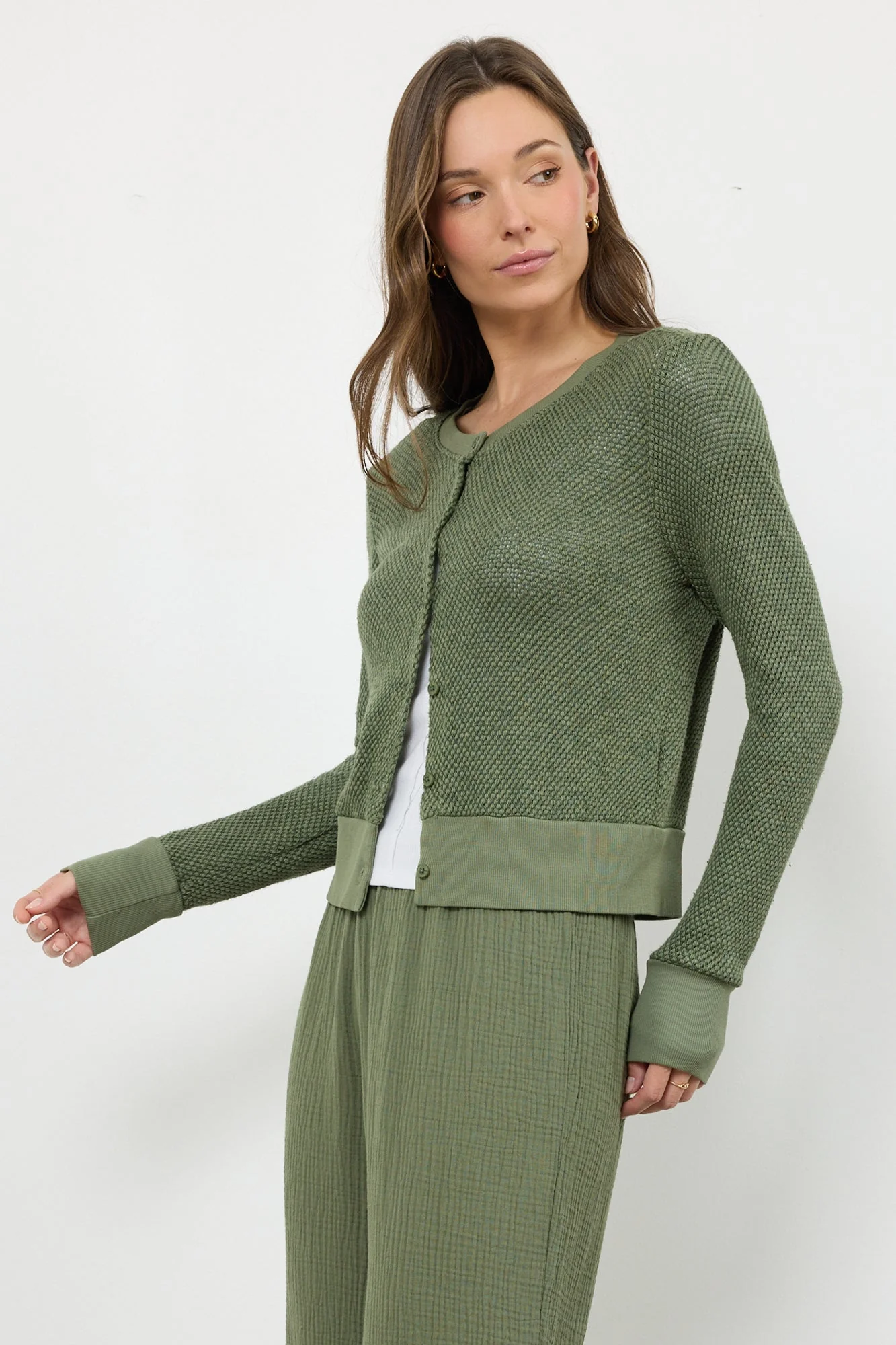 Lightweight Crochet Knit Cotton Cardigan - Image 6