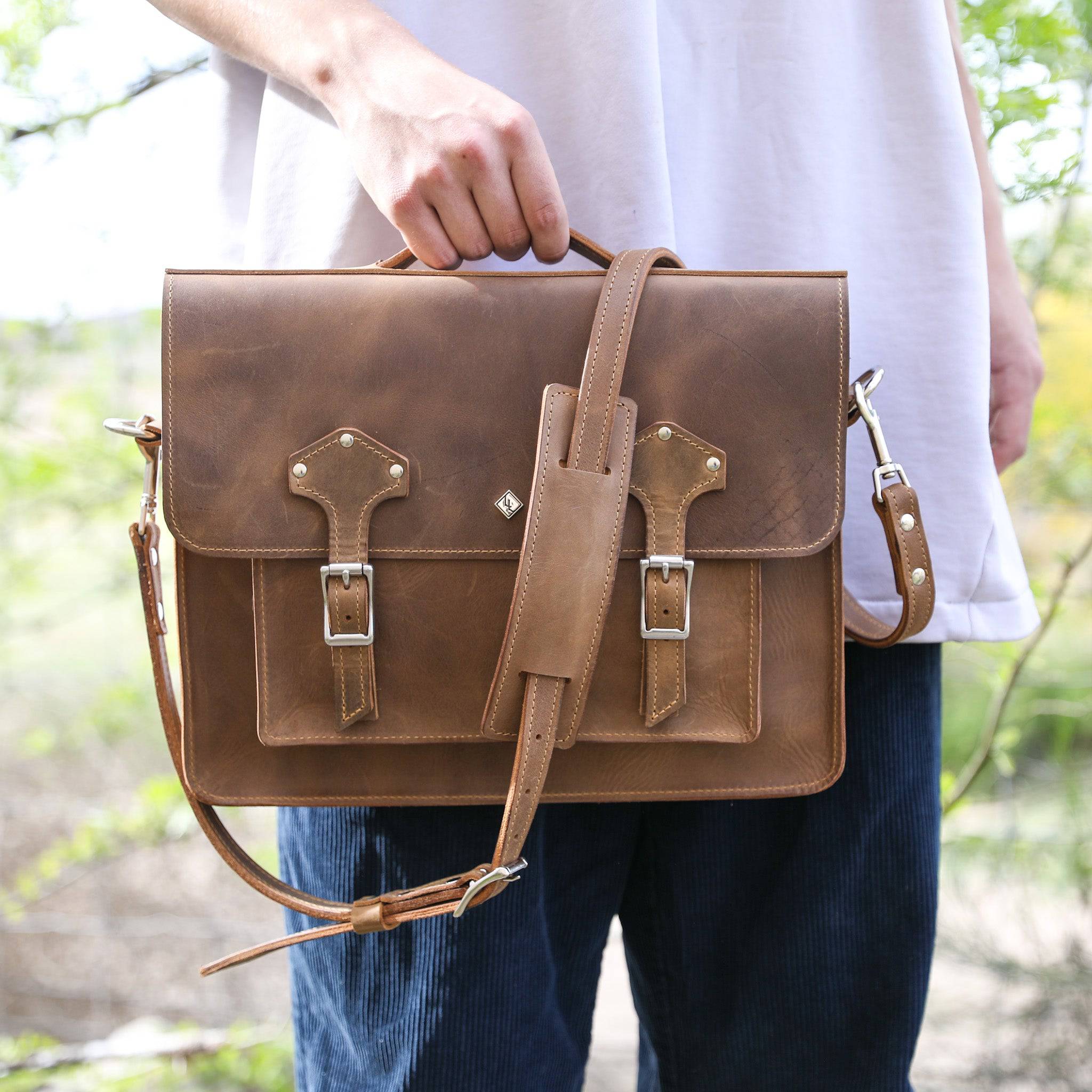 Premium Leather Messenger Bag - Fits 13" Laptops - Image 4