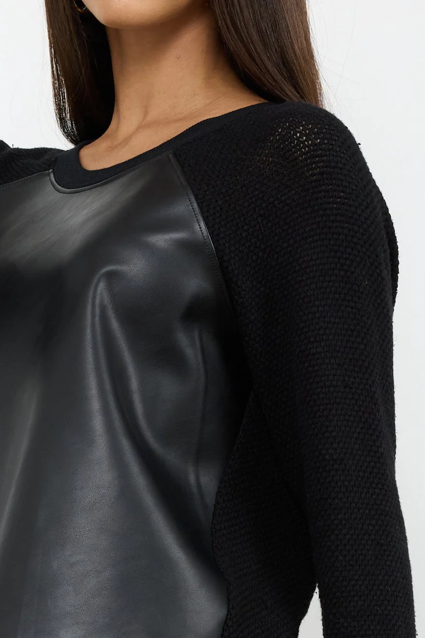 Noah Long Sleeve Pullover Vegan Leather Mesh - Image 4
