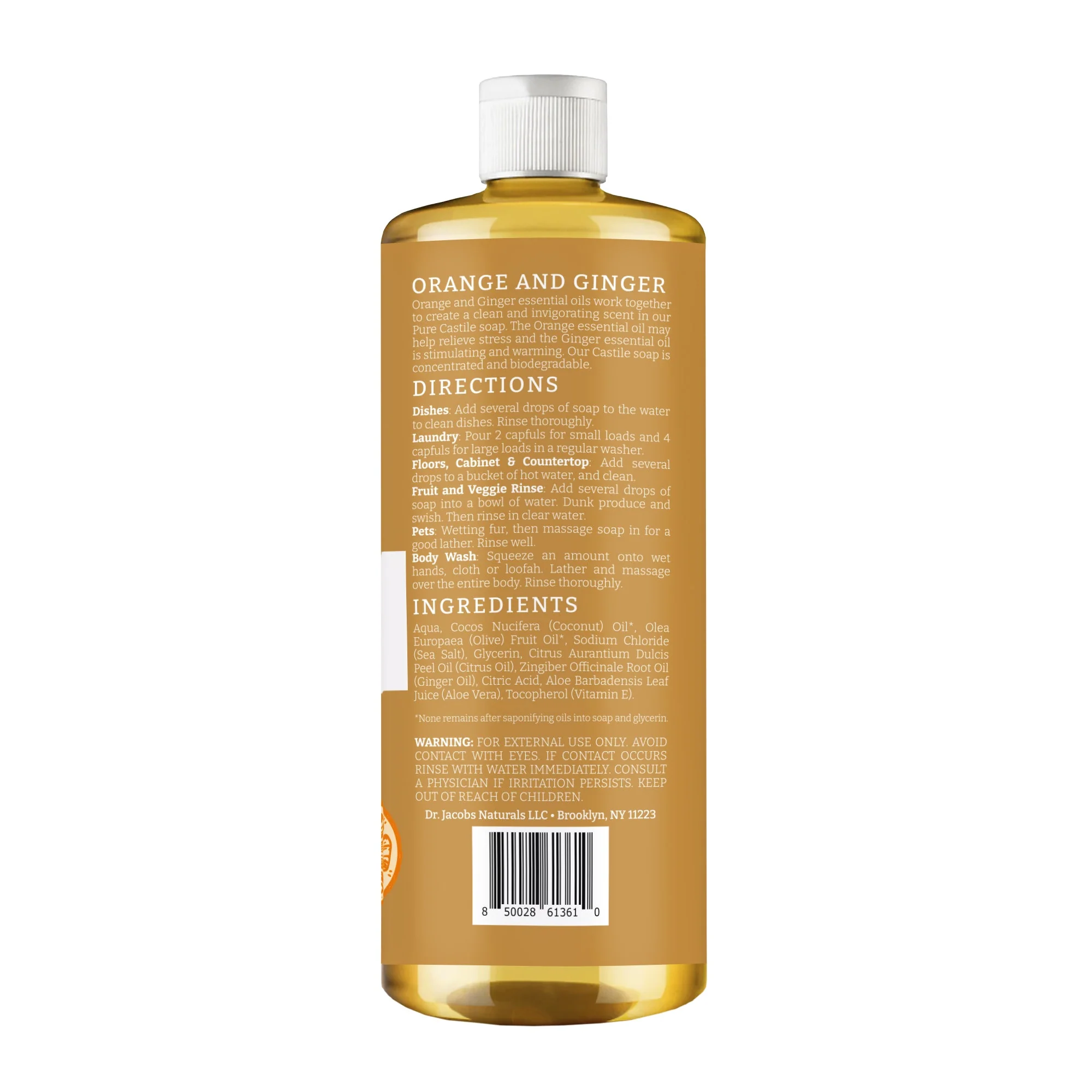 Castile Soap Orange & Ginger All in 1 - Thin Formula - Image 5