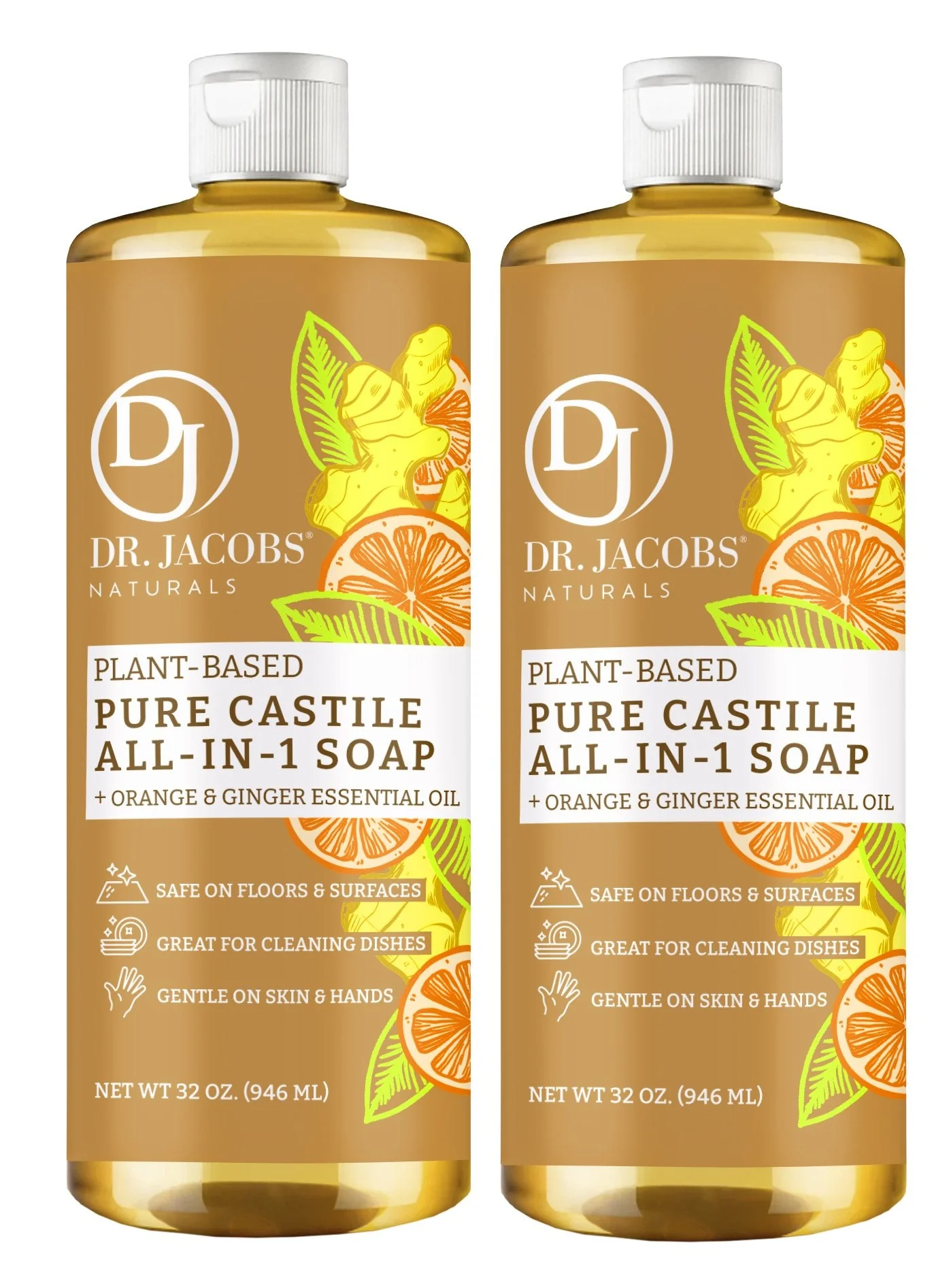 Castile Soap Orange & Ginger All in 1 - Thin Formula - Image 6