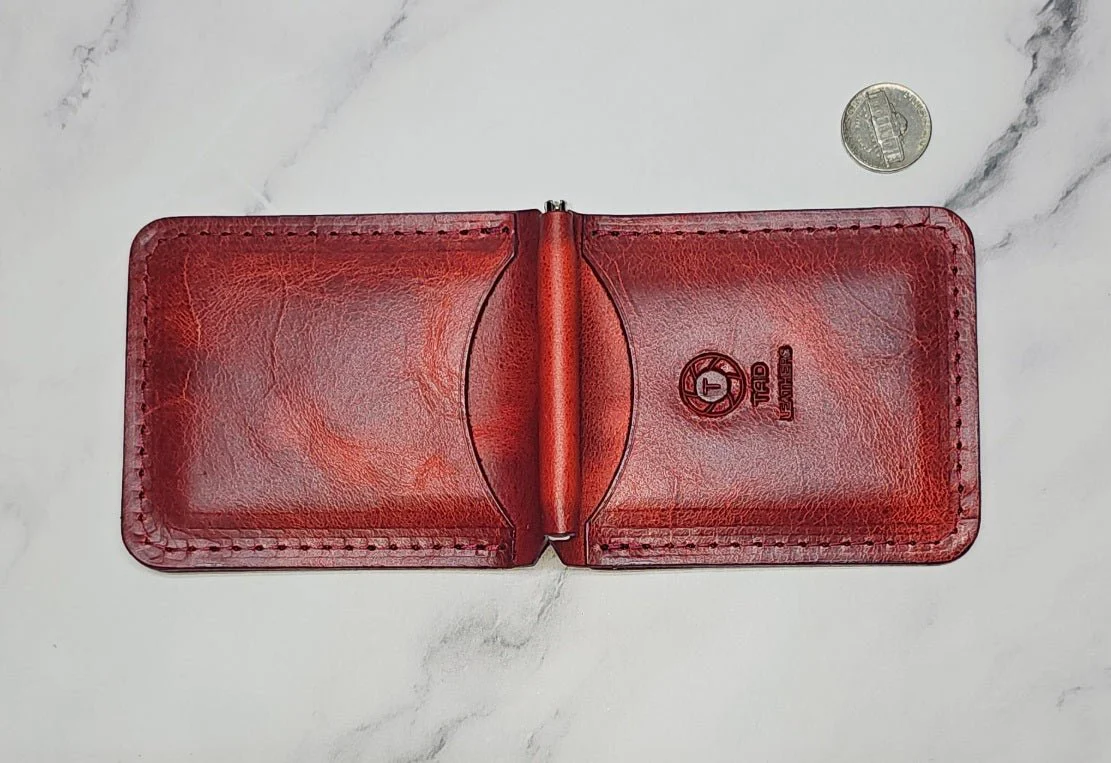 Leather Money Clip Wallet - Volcano Red - Image 4