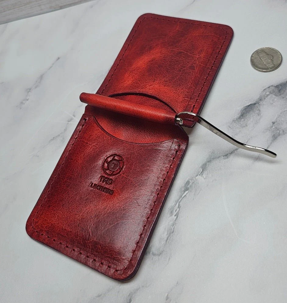 Leather Money Clip Wallet - Volcano Red - Image 6