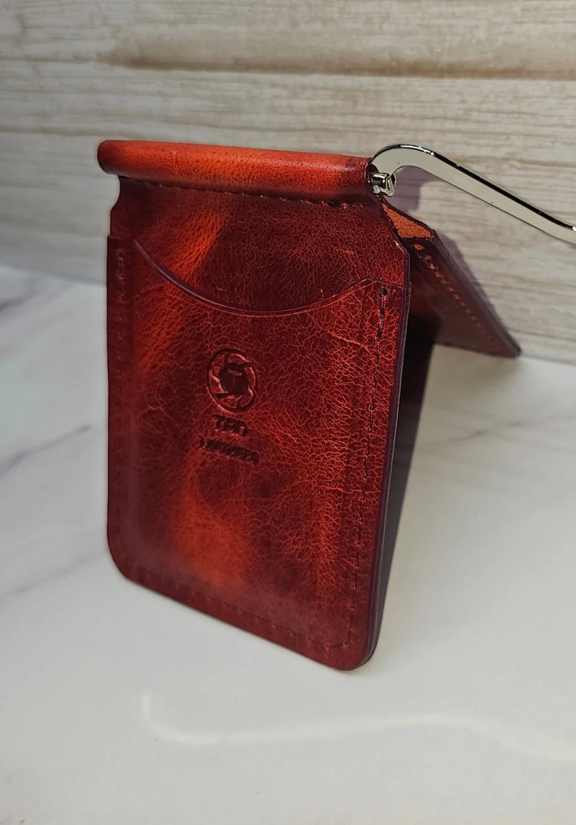 Leather Money Clip Wallet - Volcano Red - Image 7