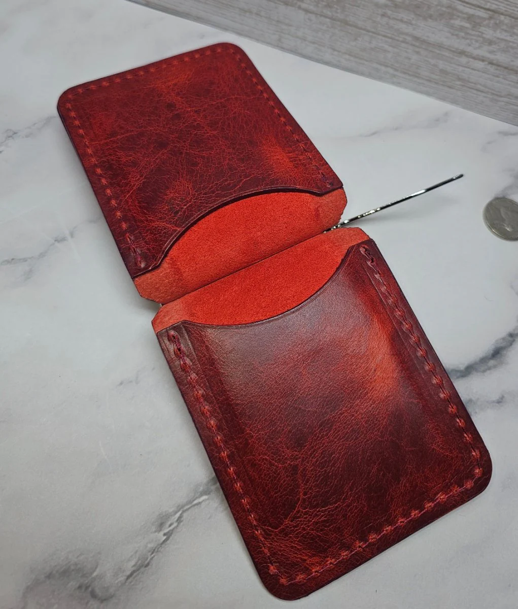 Leather Money Clip Wallet - Volcano Red - Image 9