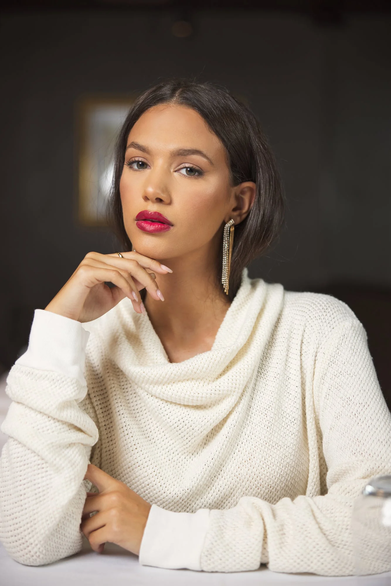 Quinley Cowl Neck Top Mesh Fabric - Image 2
