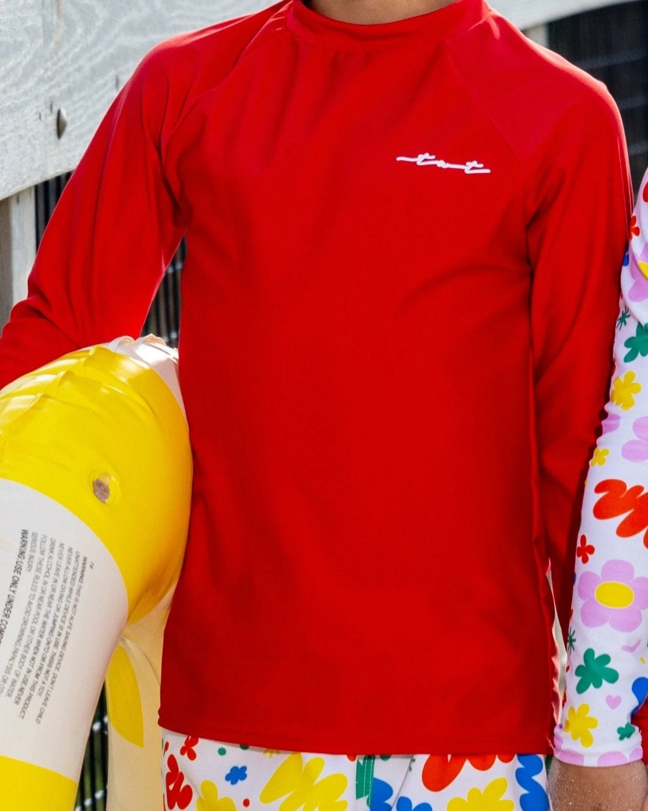 UPF 50 Long Sleeve Kids Sun Shirt - Red - Image 2