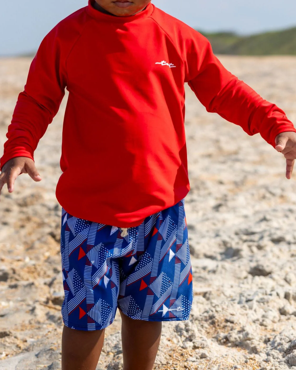 UPF 50 Long Sleeve Kids Sun Shirt - Red - Image 5