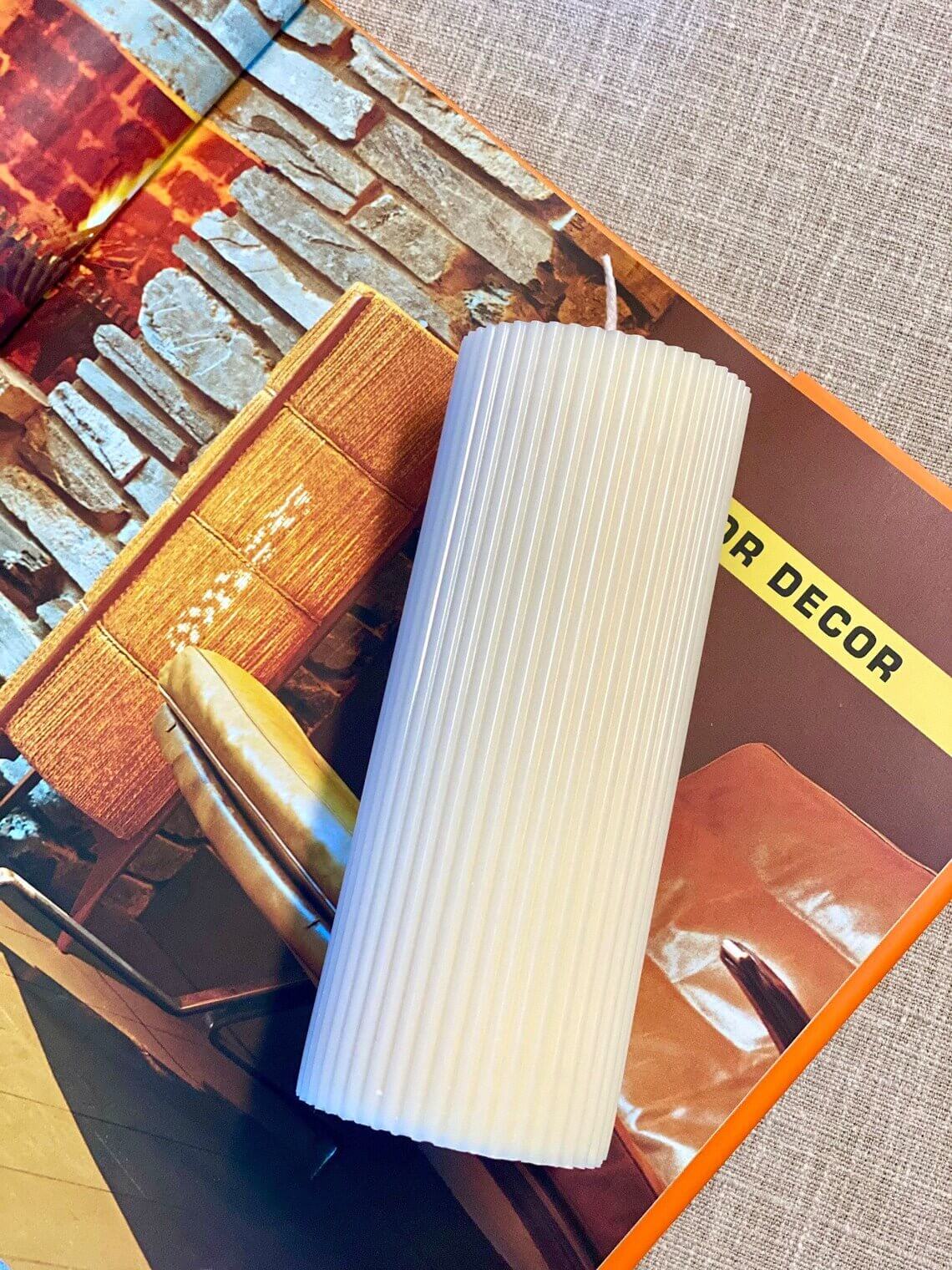 Minimalist Ribbed Pillar Candle - 4 Sizes - Image 6