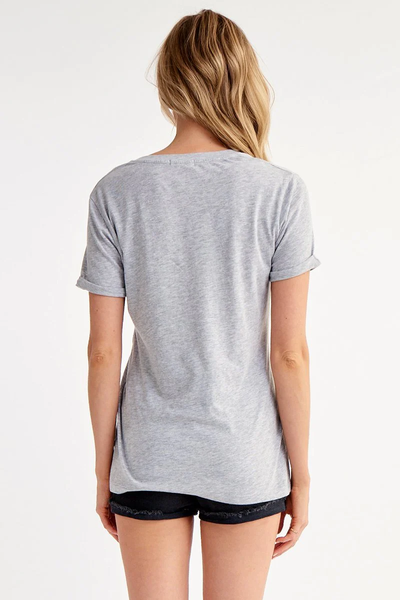 Rolled Sleeve Staple Vee Cotton T-Shirt - Image 7