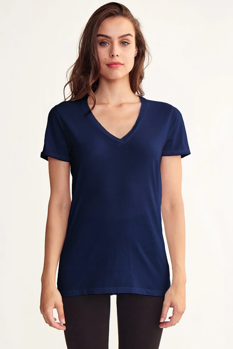 Rolled Sleeve Staple Vee Cotton T-Shirt - Image 8