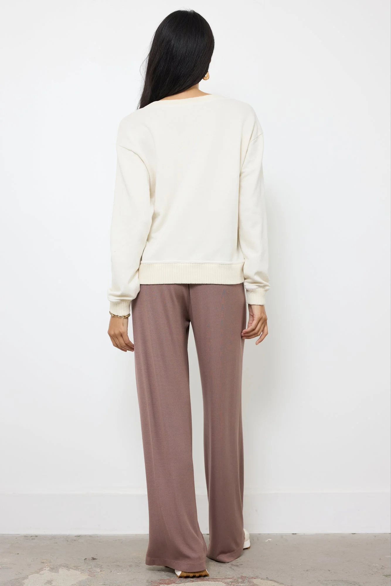 Oversized Cotton Pullover - V Neck French Terry - Image 4