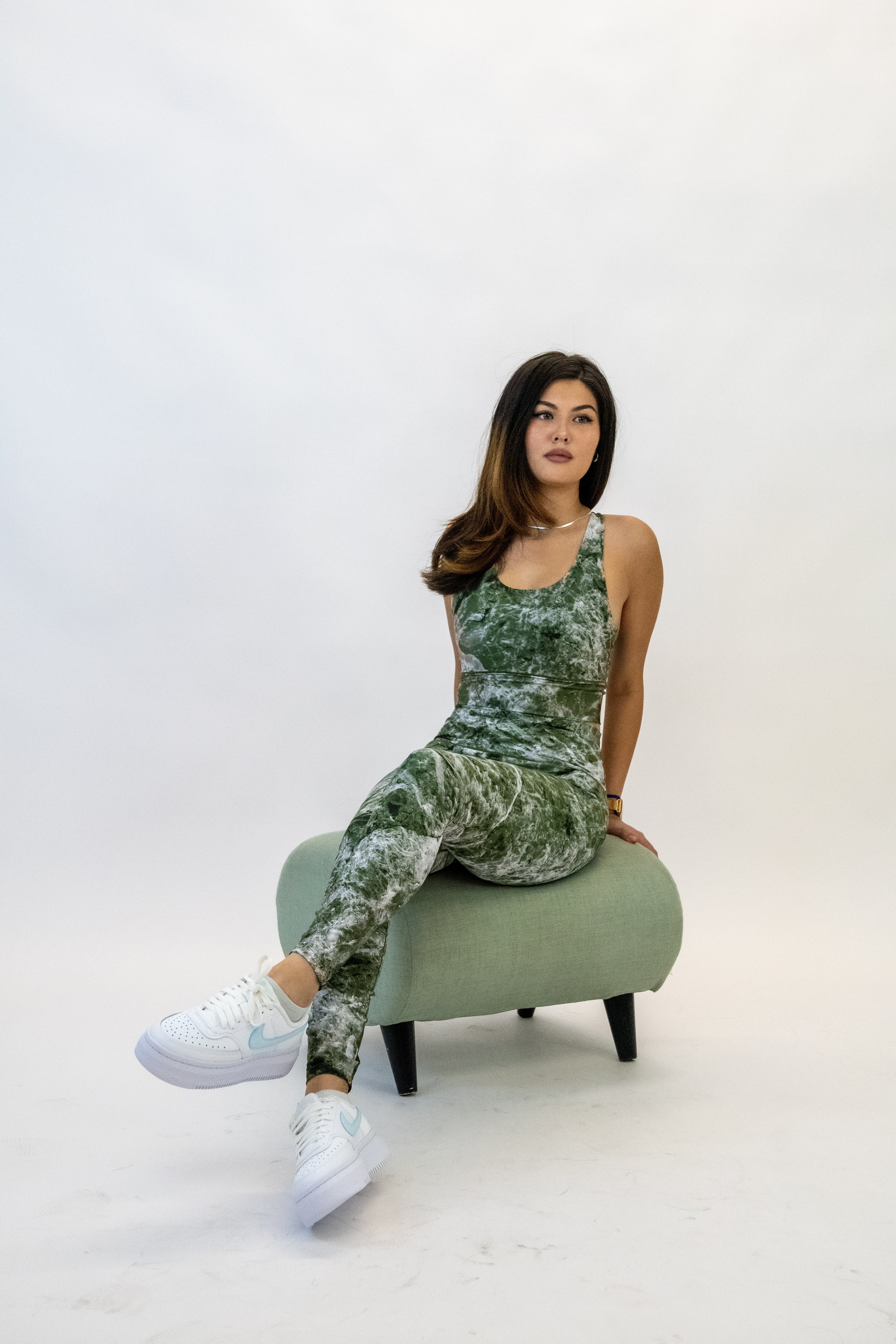 Eco-Friendly Sage Marble Yoga Pants - Image 3