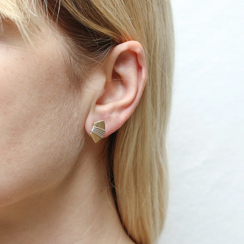 Small Wire Wrapped Fan Post Earring - Image 2