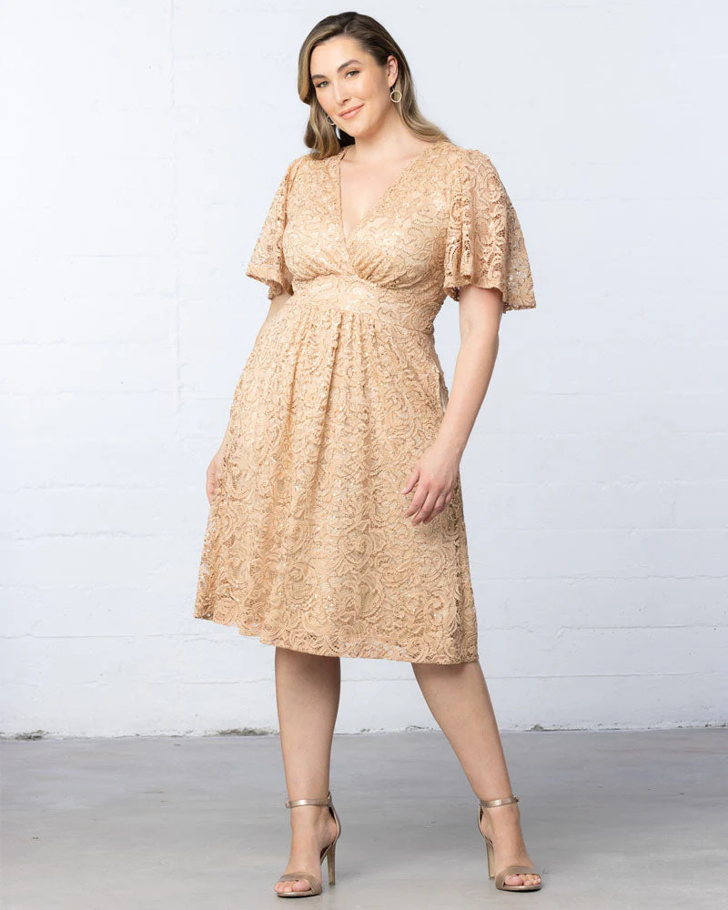 Plus Size Starry Sequined Lace Cocktail Dress - Image 45