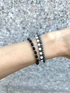 Sultry Bracelet Set - Black Onyx White Quartz Hematite - Image 3