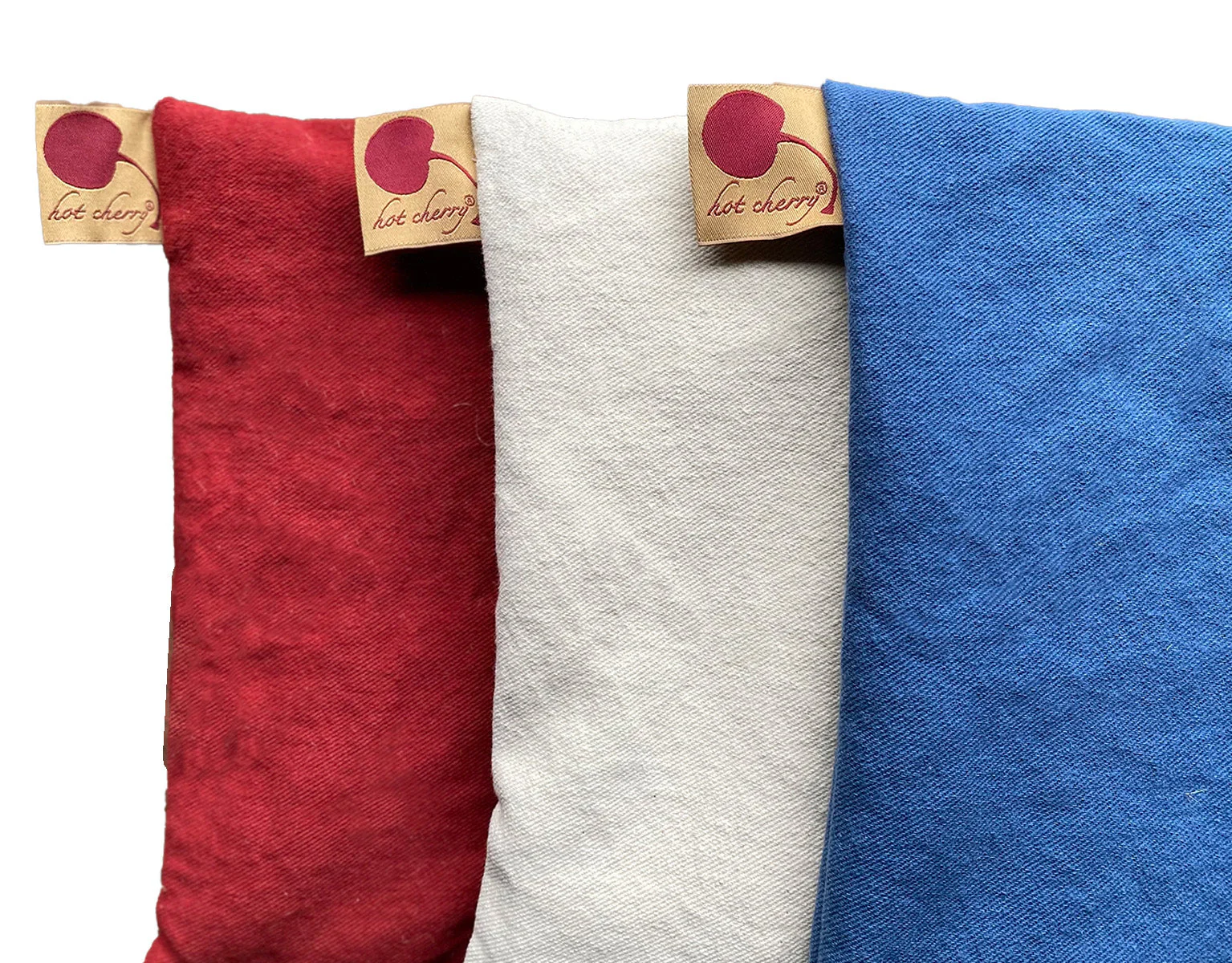 Hot Cherry Square Pillow Set - Red Blue & Natural Denim - Image 3