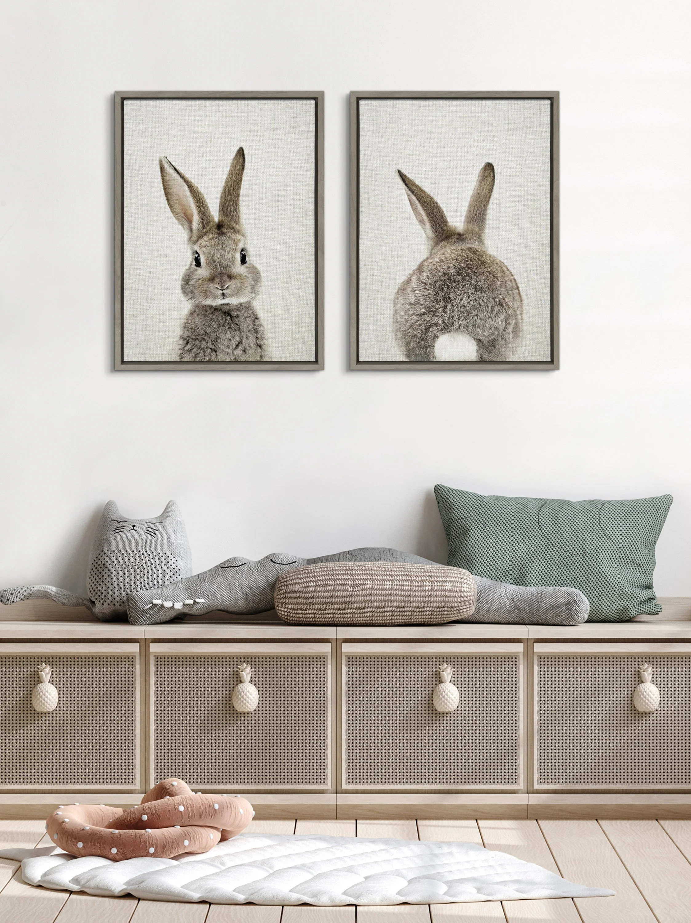 Sylvie Bunny Portrait and Bunny Tail Framed Canvas Art Set by Amy Peterson Art Studio - Image 21