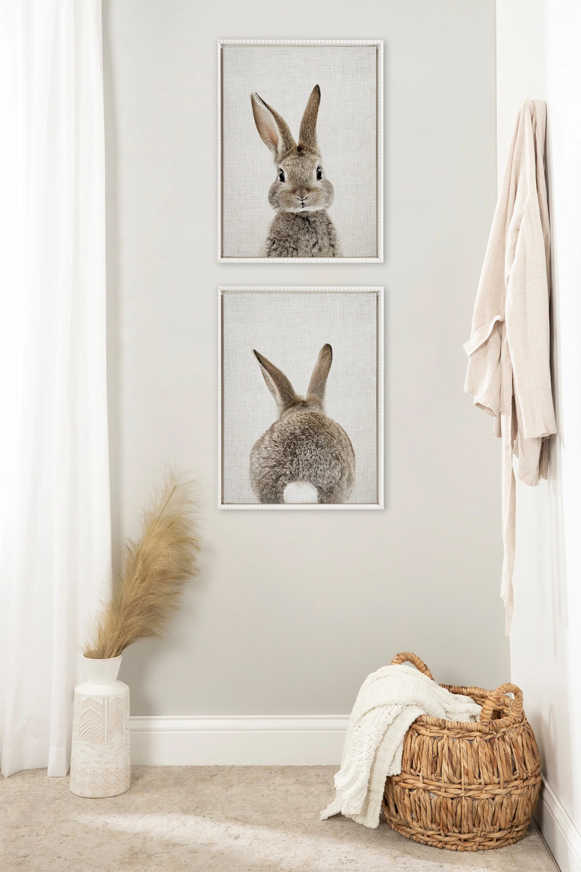Sylvie Bunny Portrait and Bunny Tail Framed Canvas Art Set by Amy Peterson Art Studio - Image 32
