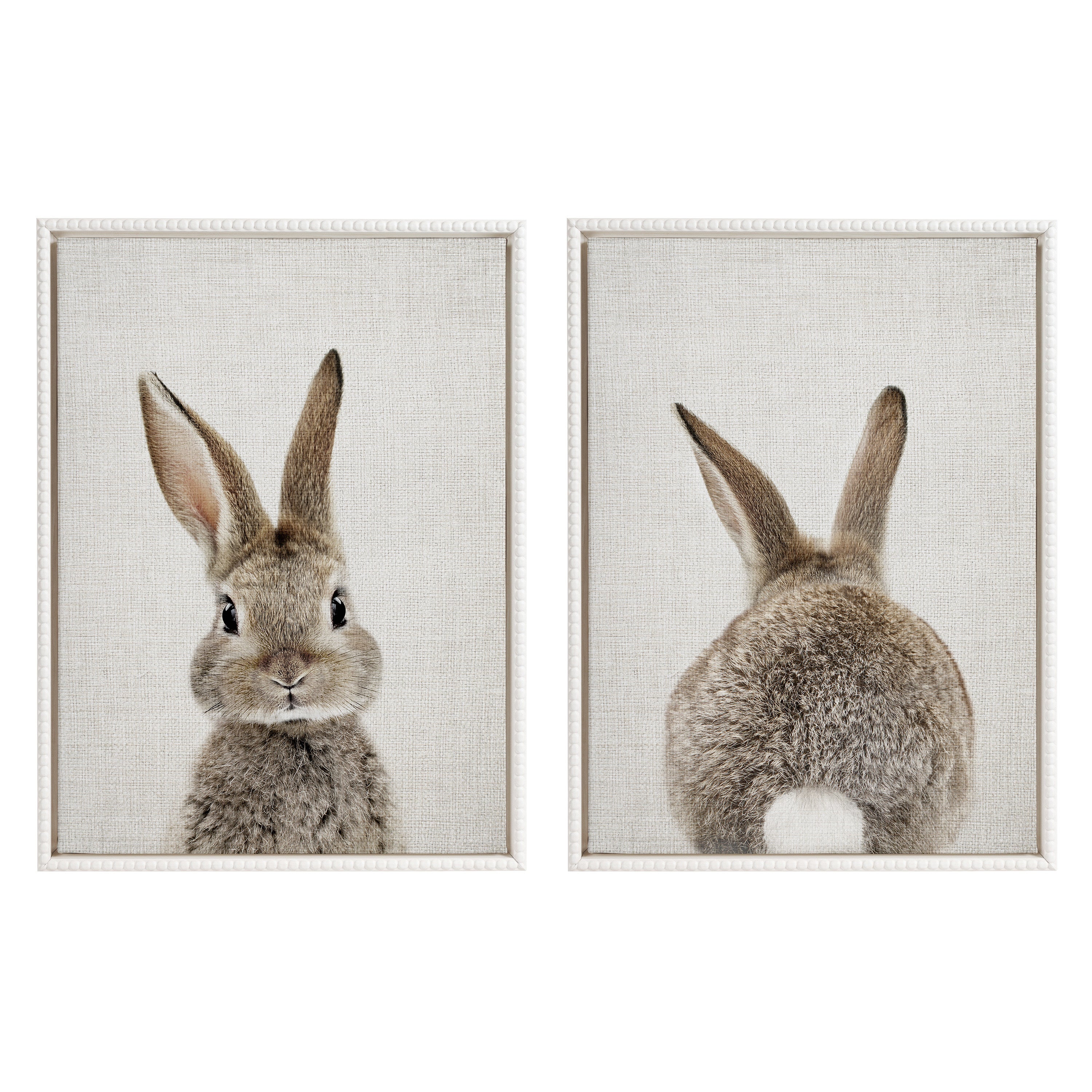 Sylvie Bunny Portrait and Bunny Tail Framed Canvas Art Set by Amy Peterson Art Studio - Image 6