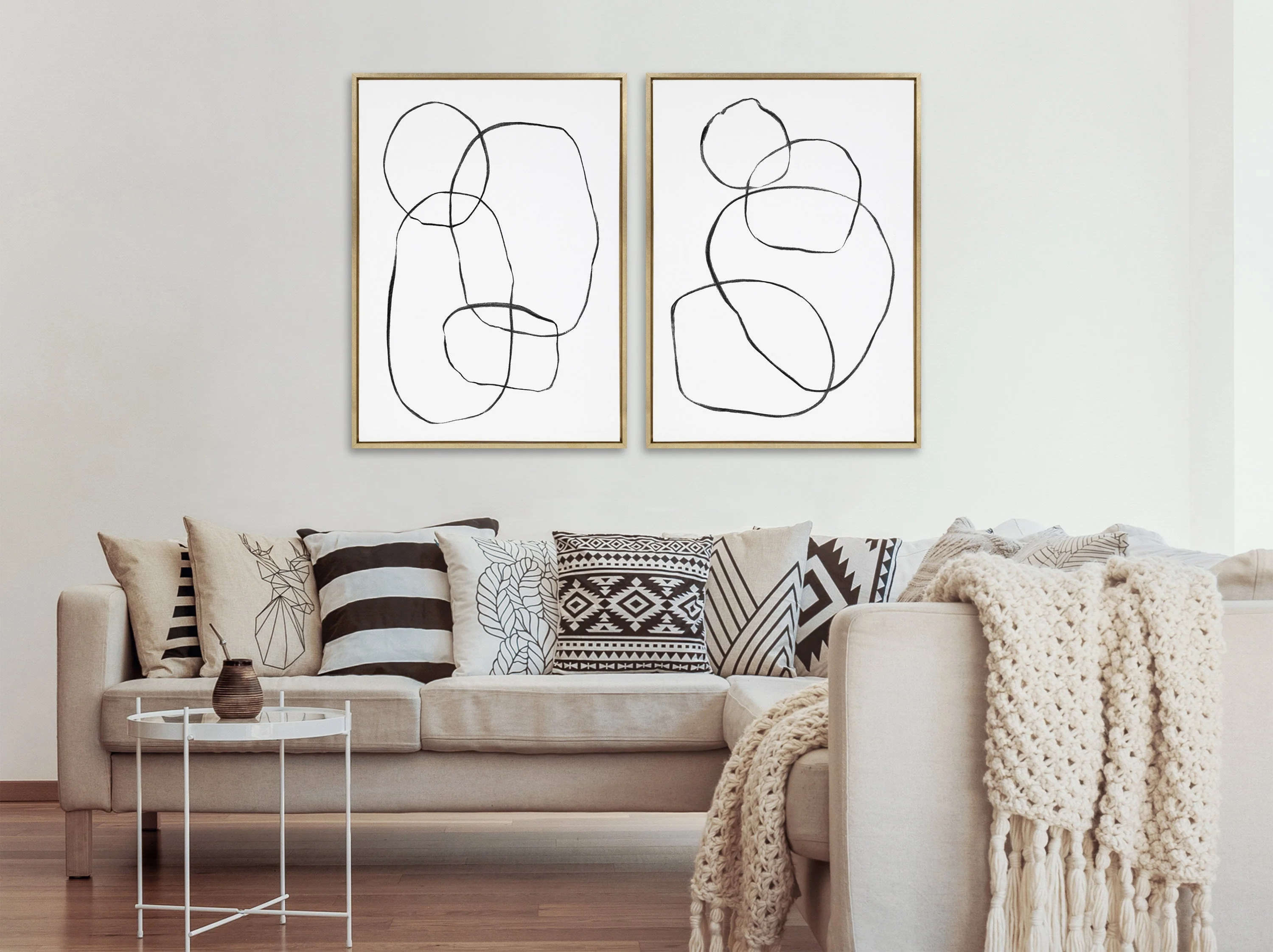 Sylvie Going in Circles Framed Textured Canvas Set by Teju Reval of SnazzyHues - Image 4