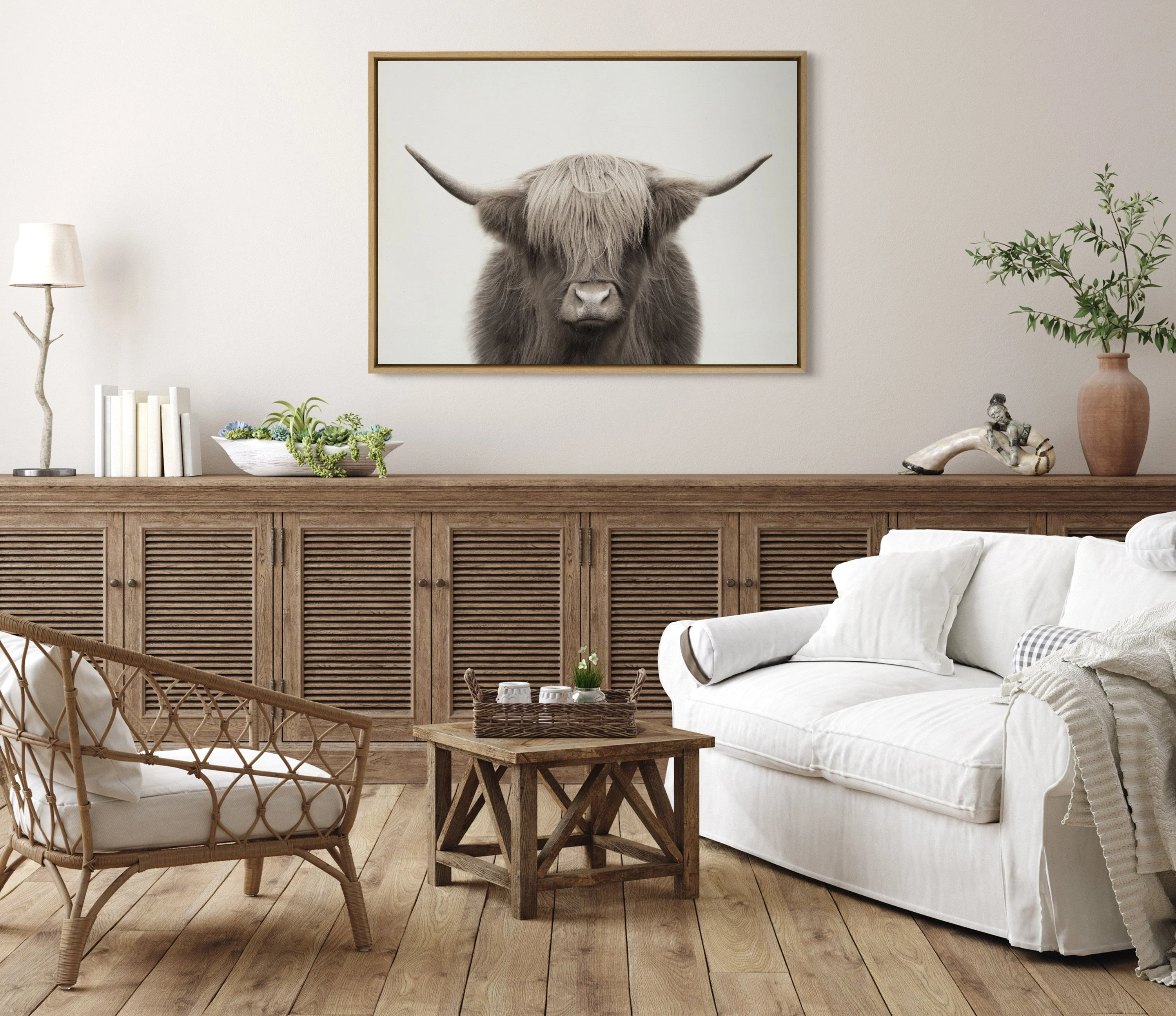 Sylvie Hey Dude Highland Cow Color Framed Canvas by The Creative Bunch Studio - Image 23