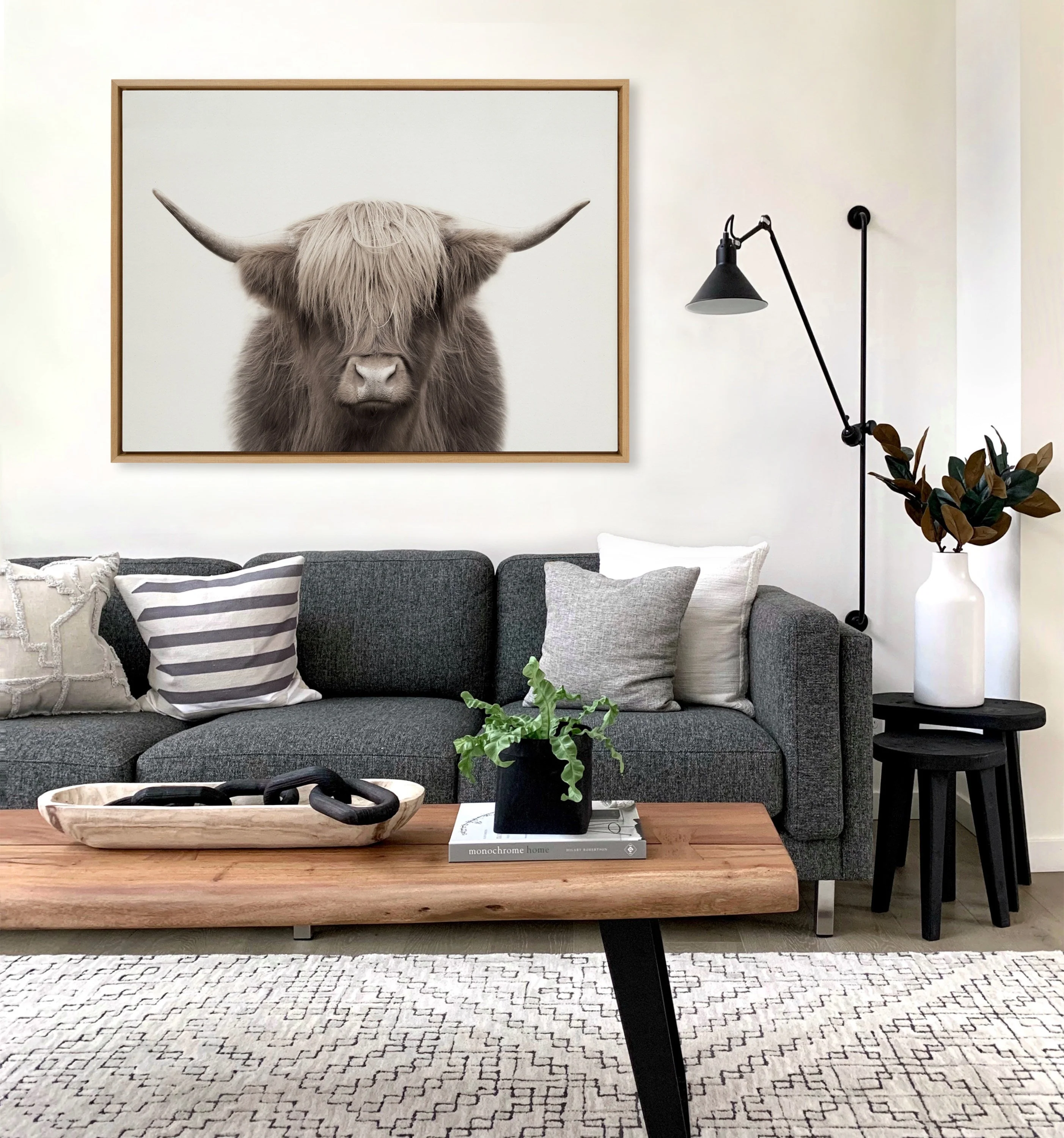 Sylvie Hey Dude Highland Cow Color Framed Canvas by The Creative Bunch Studio - Image 24