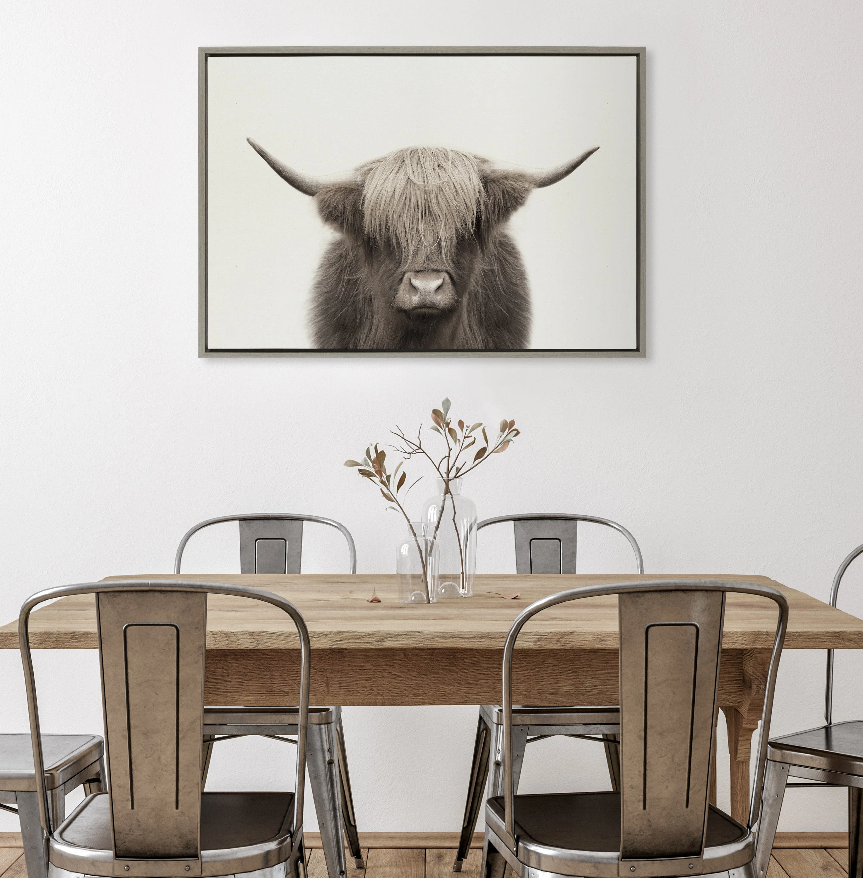 Sylvie Hey Dude Highland Cow Color Framed Canvas by The Creative Bunch Studio - Image 28