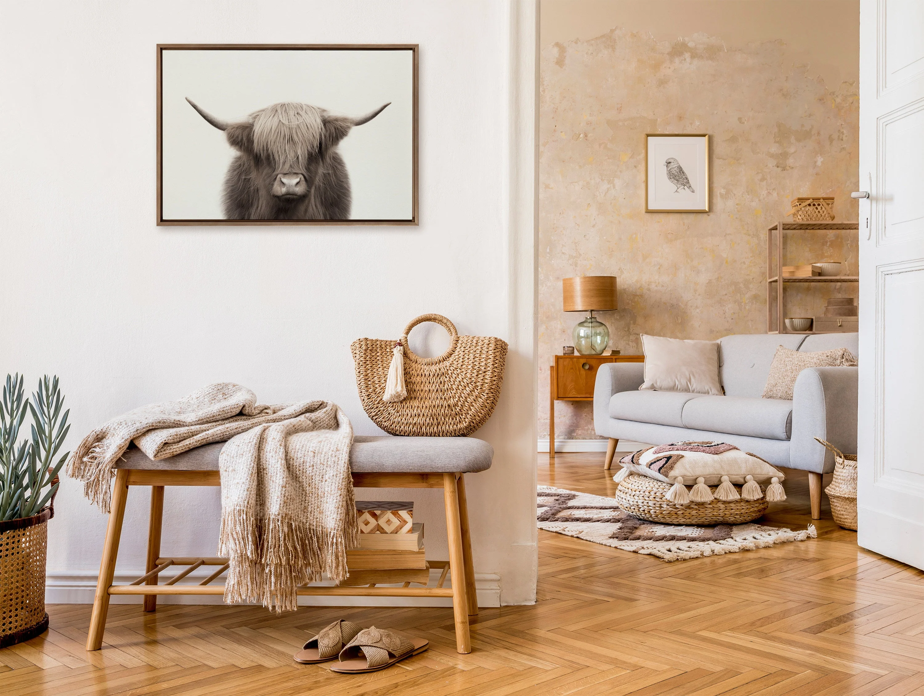 Sylvie Hey Dude Highland Cow Color Framed Canvas by The Creative Bunch Studio - Image 36