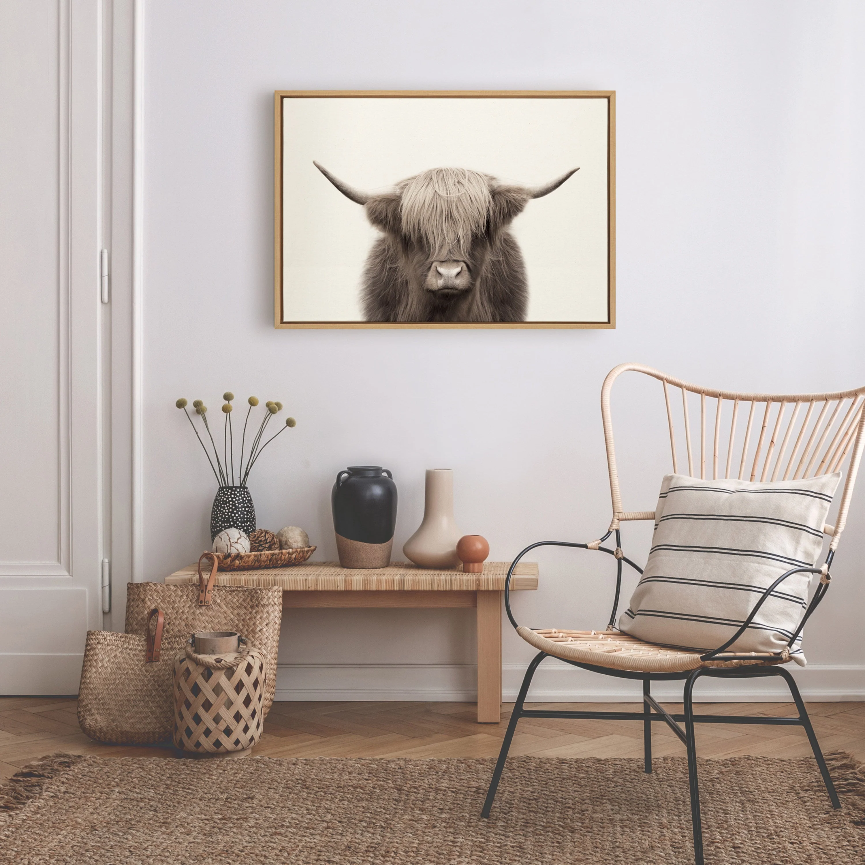 Sylvie Hey Dude Highland Cow Color Framed Canvas by The Creative Bunch Studio - Image 51