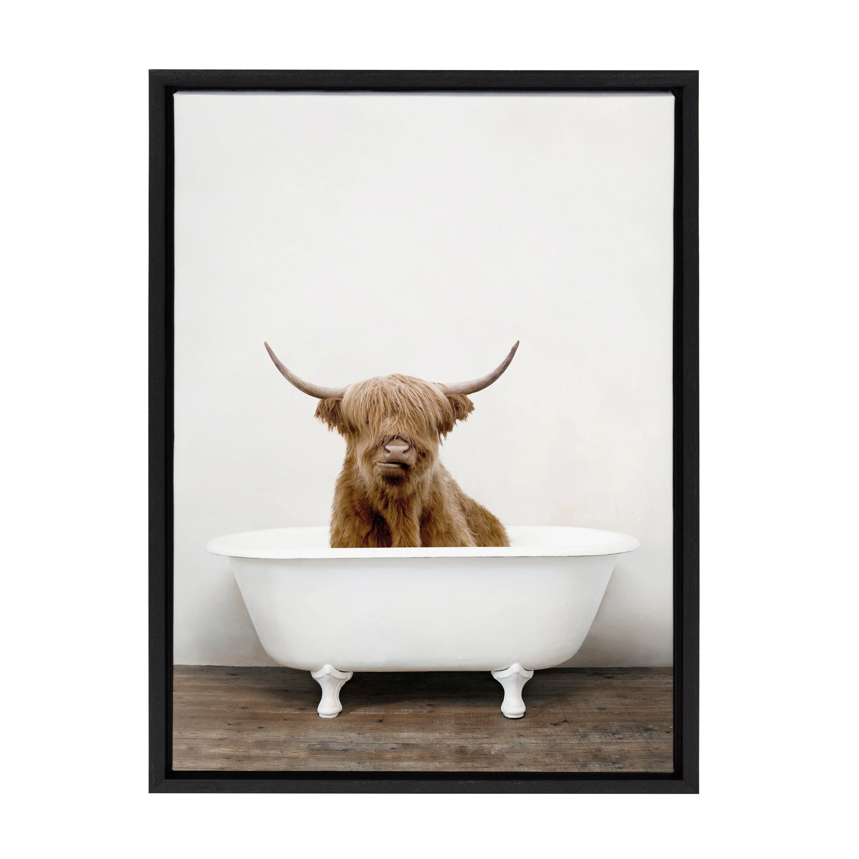 Sylvie Highland Cow in Tub Color Framed Canvas by Amy Peterson Art Studio - Image 26