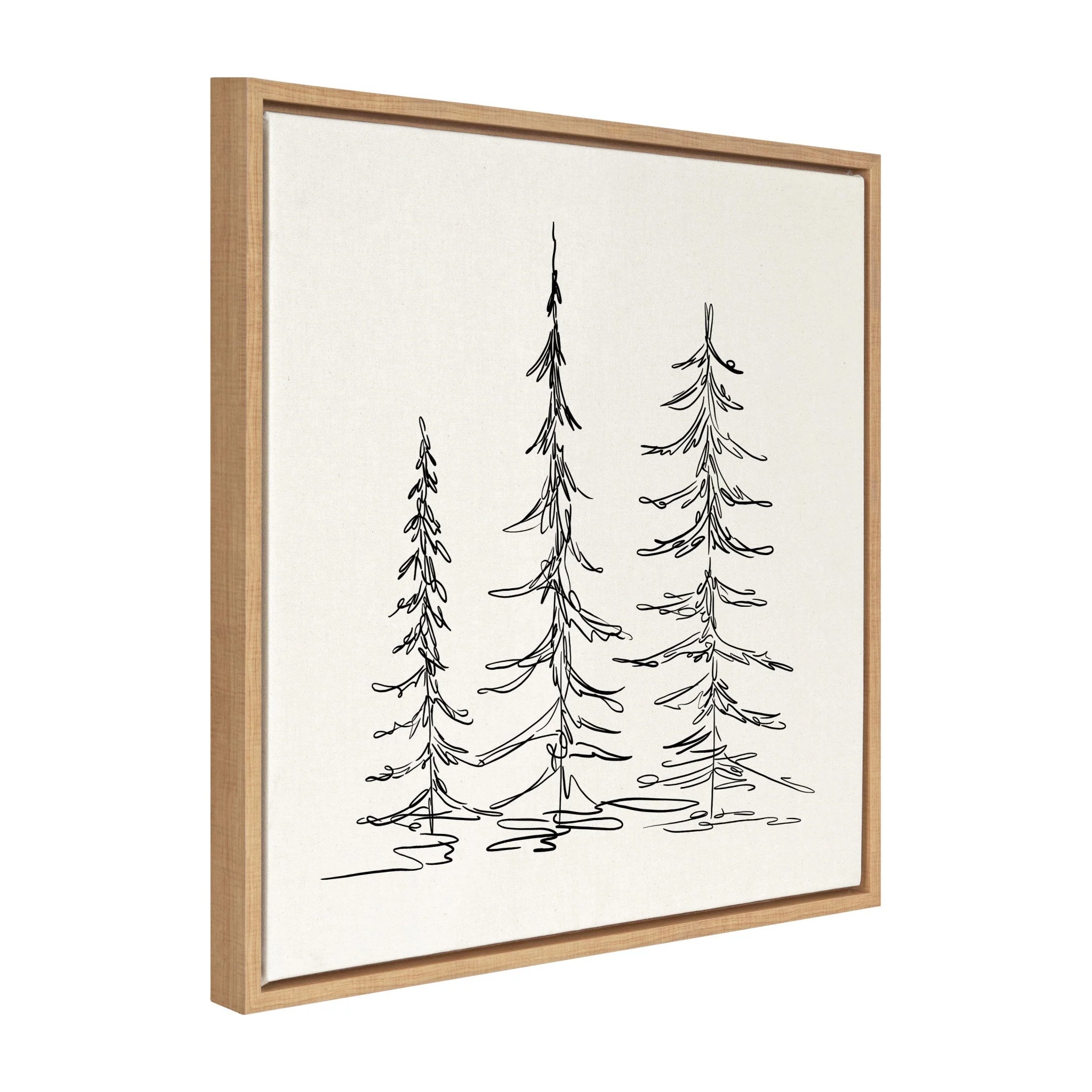 Sylvie Minimalist Evergreen Trees Sketch Framed Canvas by The Creative Bunch Studio - Image 2