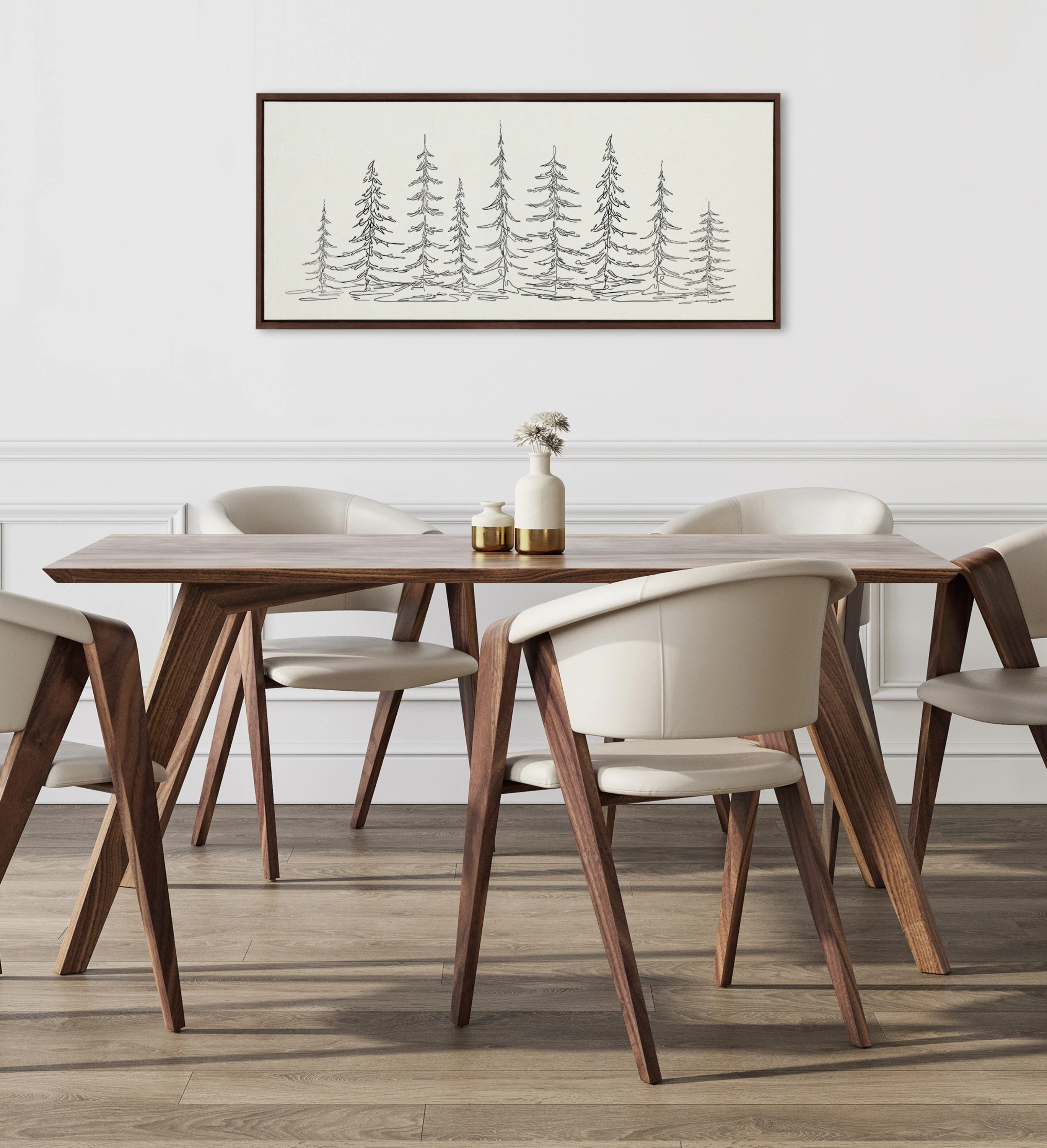 Sylvie Minimalist Evergreen Trees Sketch Framed Canvas by The Creative Bunch Studio - Image 40