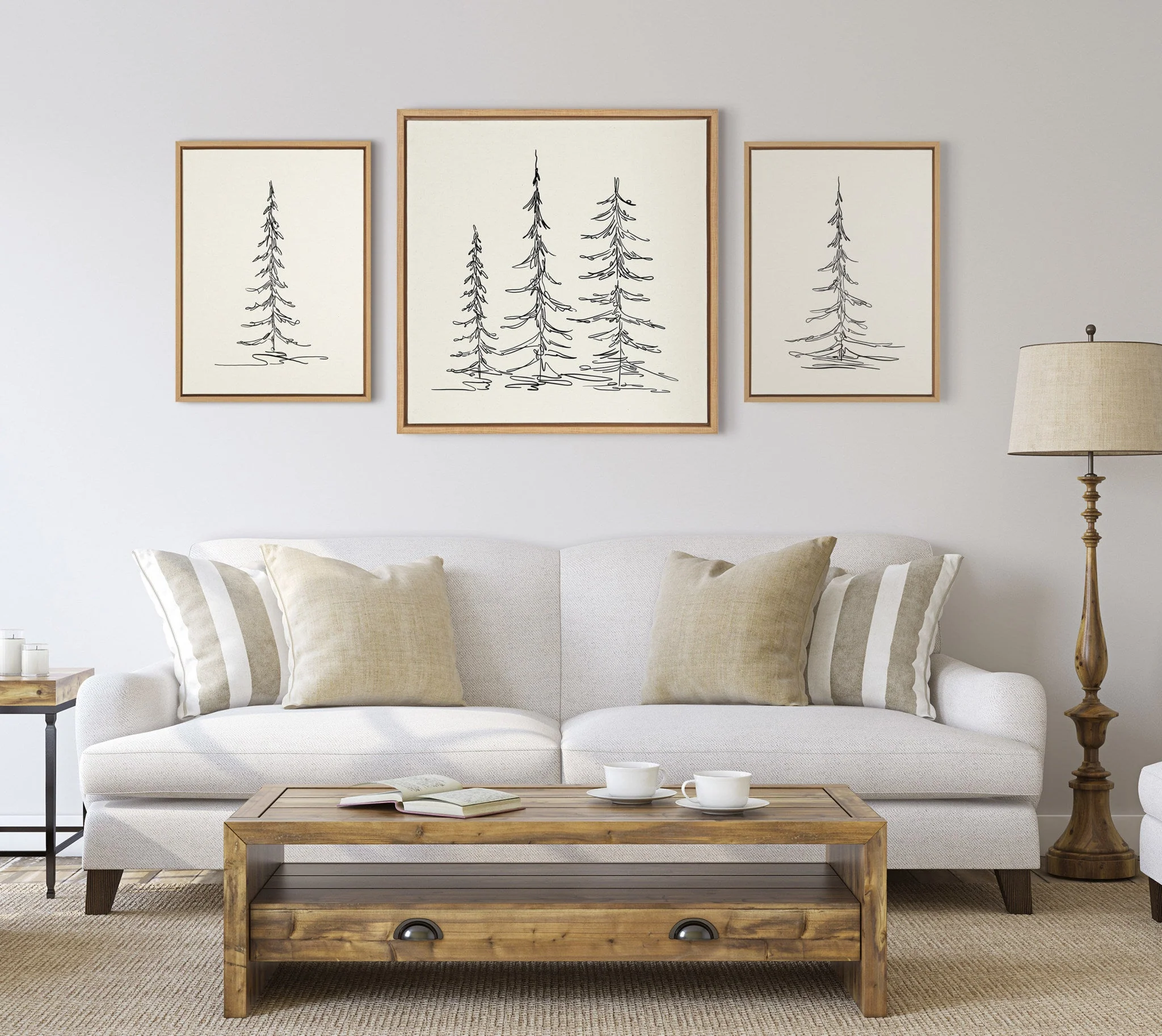 Sylvie Minimalist Evergreen Trees Sketch Framed Canvas by The Creative Bunch Studio - Image 8