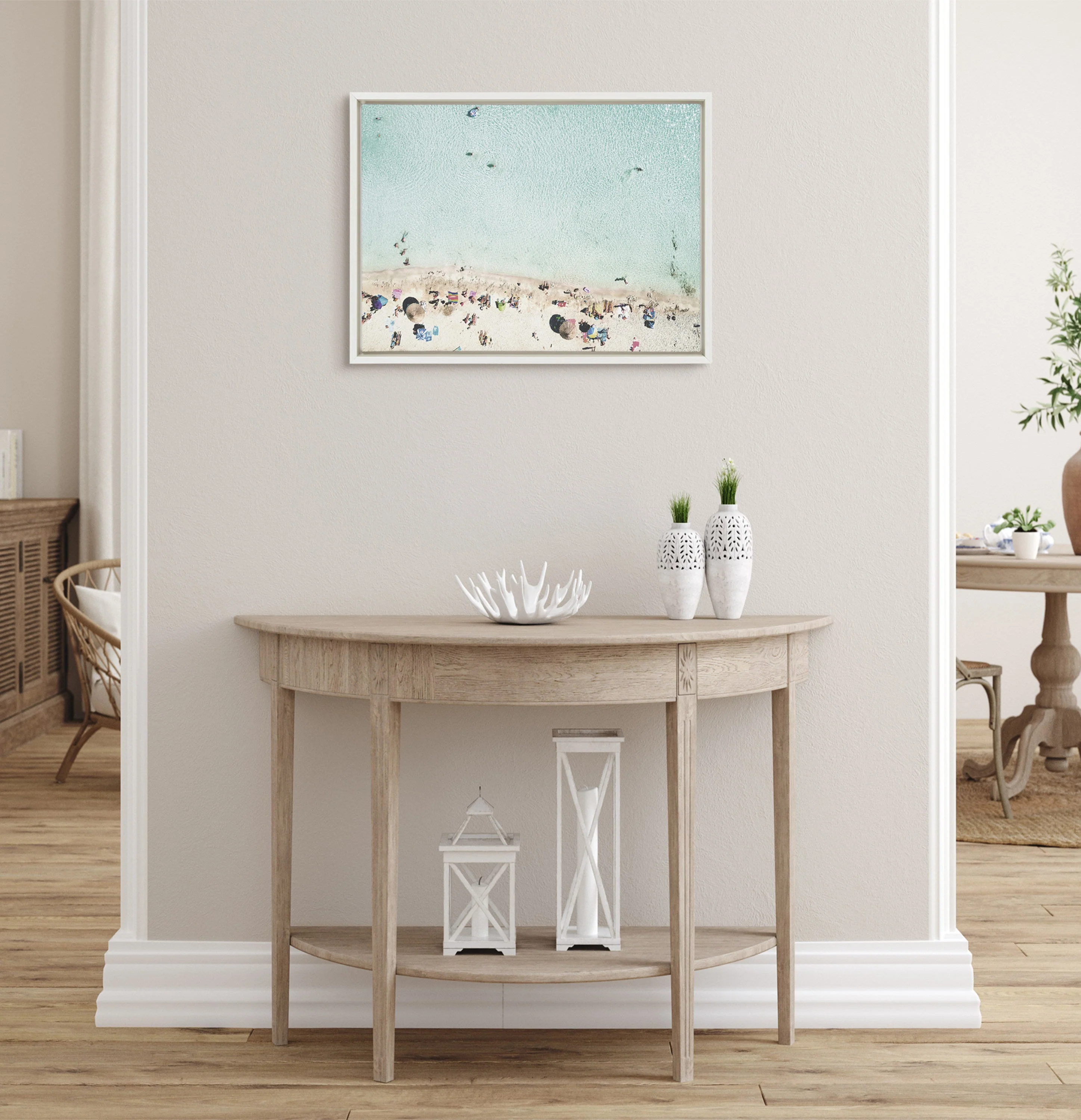Sylvie Turquoise Beach from Above Framed Canvas by Amy Peterson Art Studio - Image 28