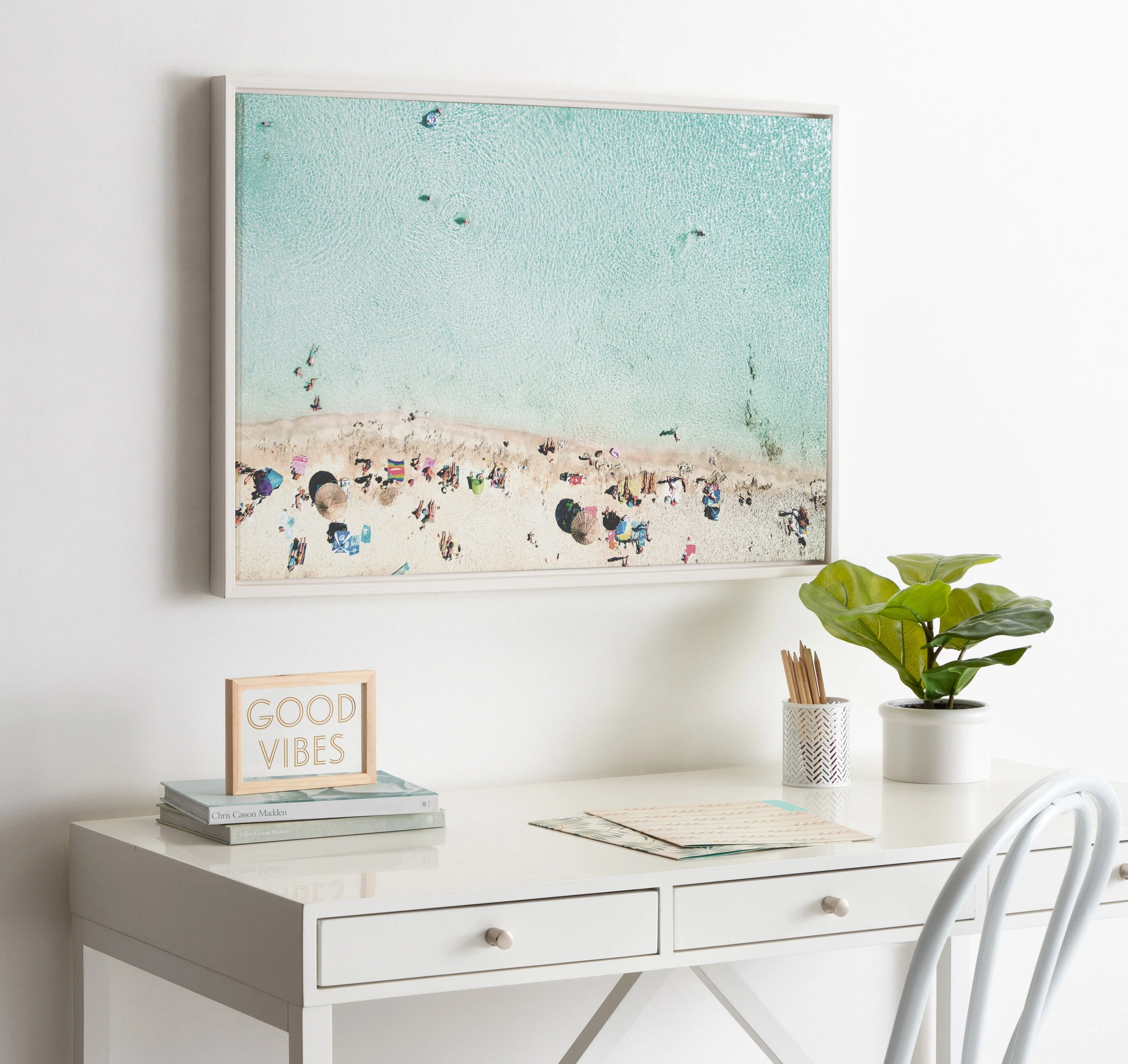 Sylvie Turquoise Beach from Above Framed Canvas by Amy Peterson Art Studio - Image 35